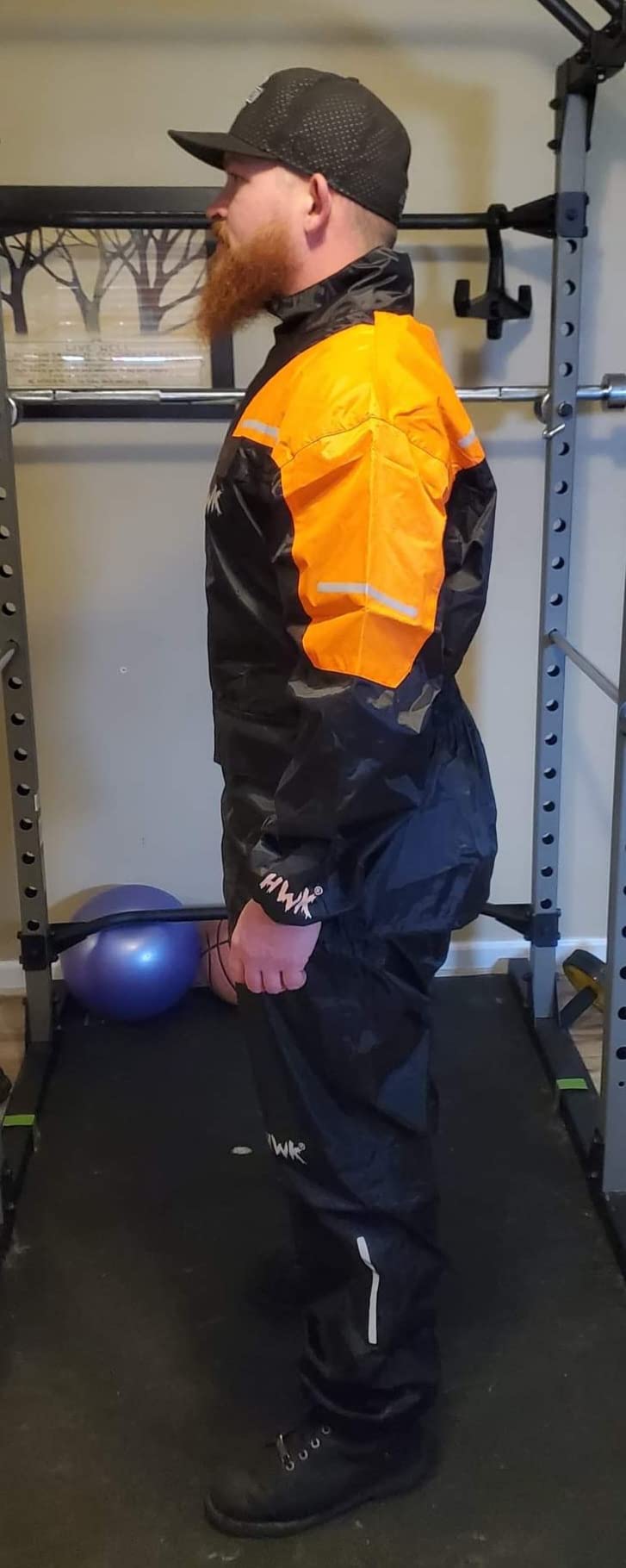 HWK Motorcycle Rain Suit for Men and Women, Two-Piece Waterproof Motorcycle Rain Gear with Reflective Jacket and Pants, All-Season Weatherproof Protection for Riding, Black, X-Large customer photo 1