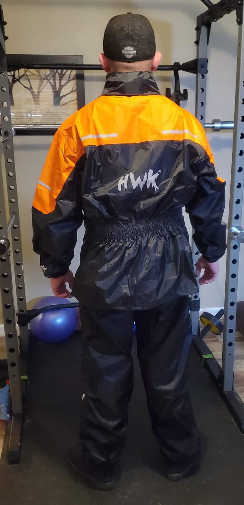 HWK Motorcycle Rain Suit for Men and Women, Two-Piece Waterproof Motorcycle Rain Gear with Reflective Jacket and Pants, All-Season Weatherproof Protection for Riding, Black, X-Large customer photo 2