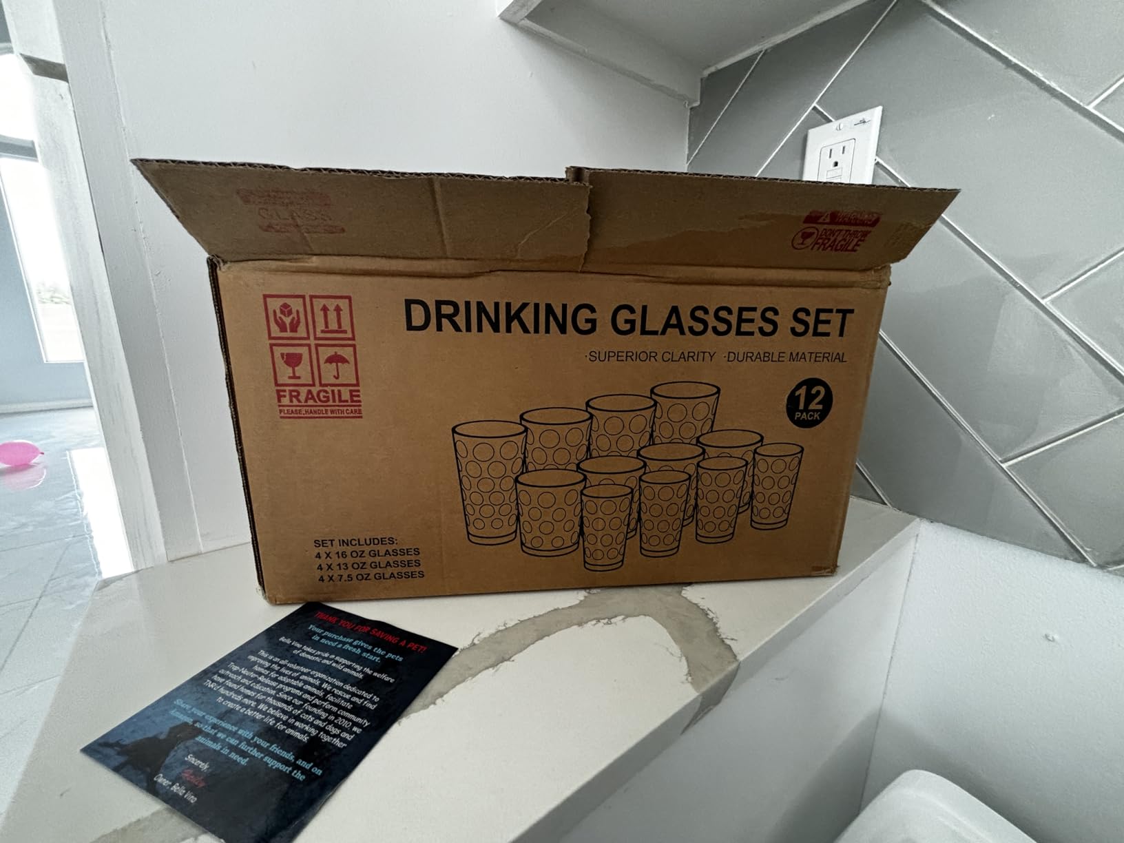 Set of 12 Elegant Everyday Stackable Drinking Glasses - Includes 4-17oz Highball Tumbler Glassware, 4-13oz DOF Rock Glasses, 4-7oz Juice Glasses for Mixed Drinks, Water, Beer, Wine. customer photo 2