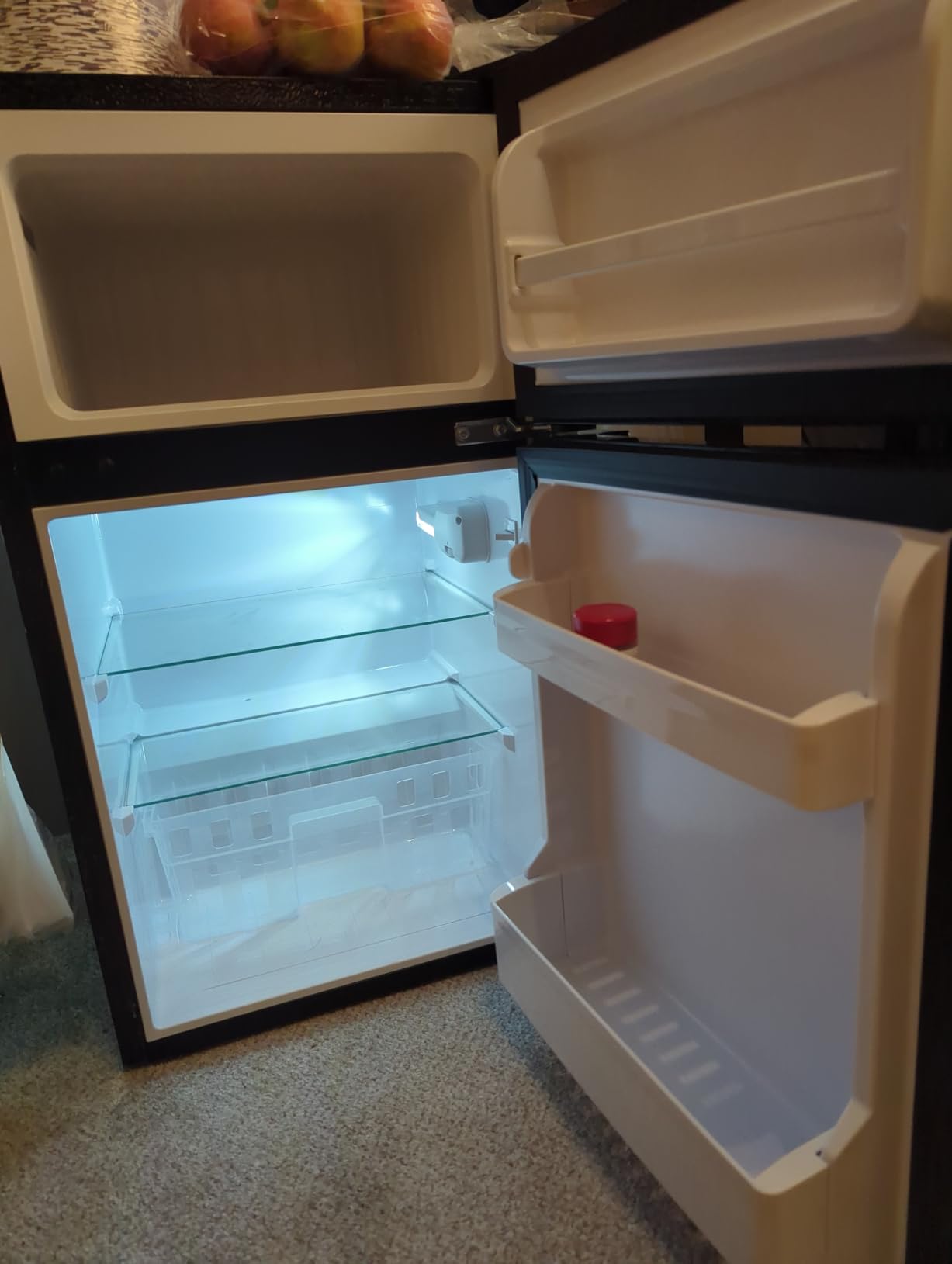 EUHOMY 3.2 Cu.Ft Mini Fridge with Freezer, 2 Door Mini Refrigerator, Black | LED Light, Adjustable Temperature, Adjustable Shelves, Reversible Door, Compressor Cooling, Low Noise, Bedroom Use, Dorm Use customer photo 1