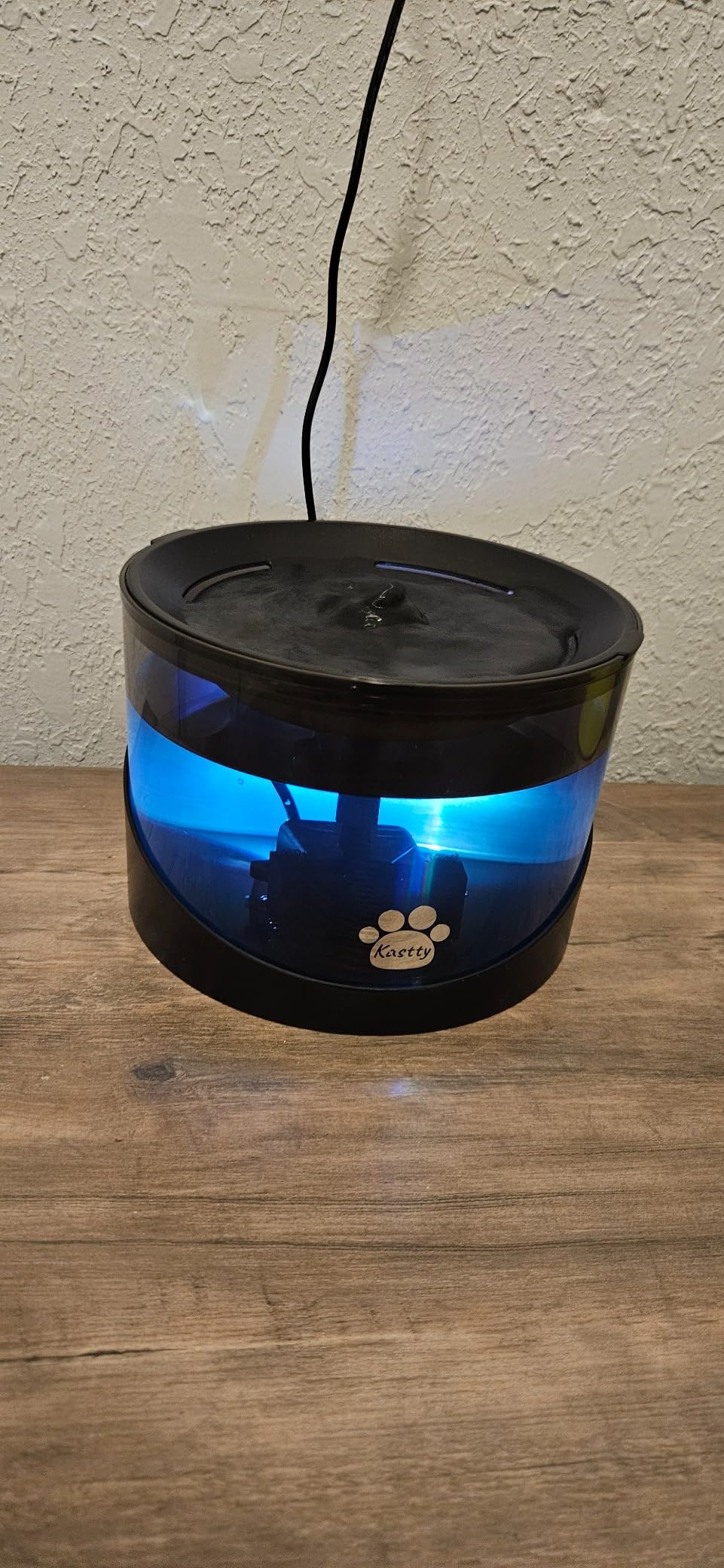 Kastty Cat Water Fountain, Pet Water Fountain for Cats Indoor, Cat Water Dispenser 2.2L/74oz, Super Quiet, Long Life Span Pump, Black+Colorful LED Light customer photo 1