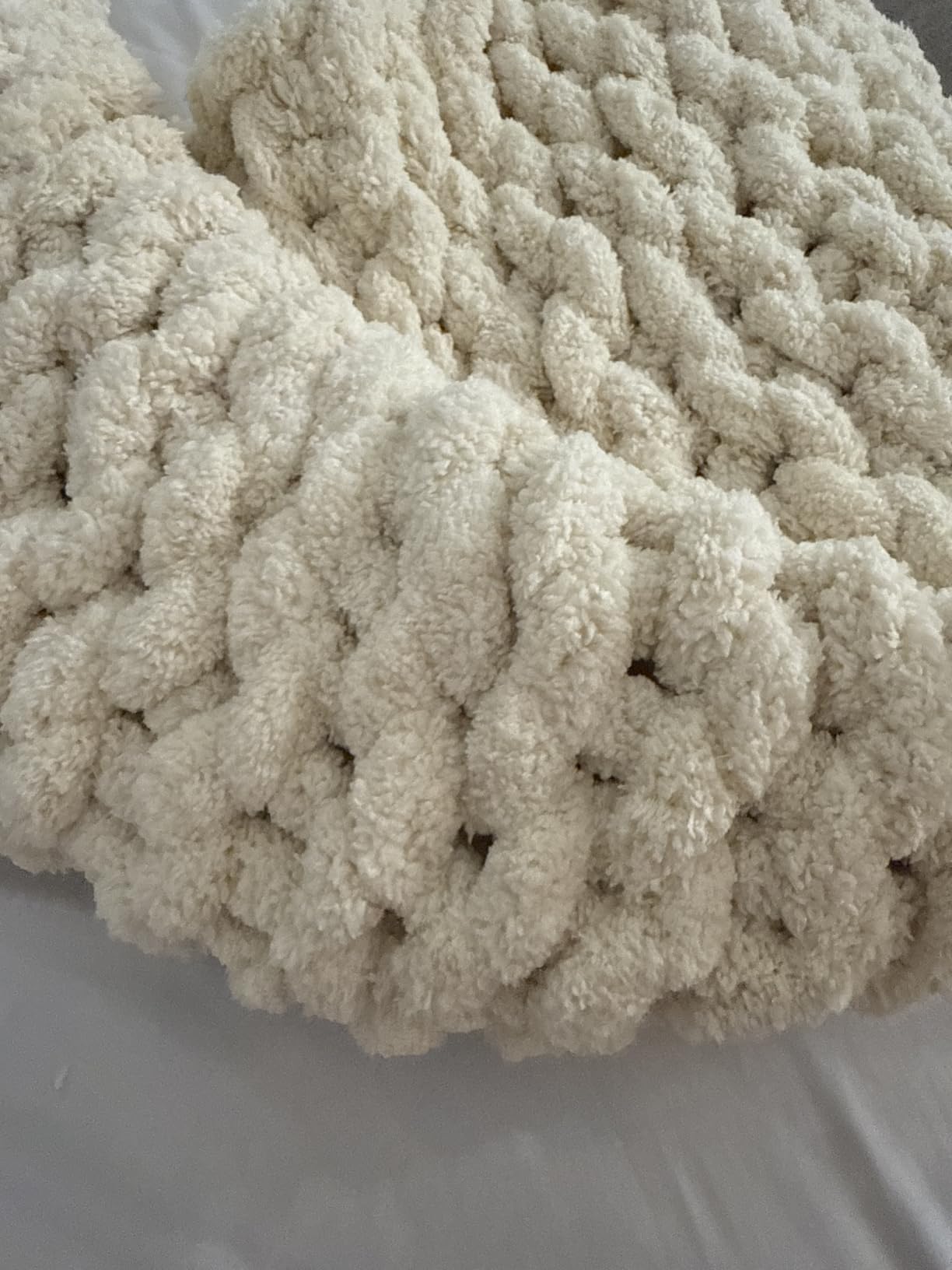 Adyrescia Chunky Knit Blanket Throw | 100% Hand Knit with Jumbo Chenille Yarn (50