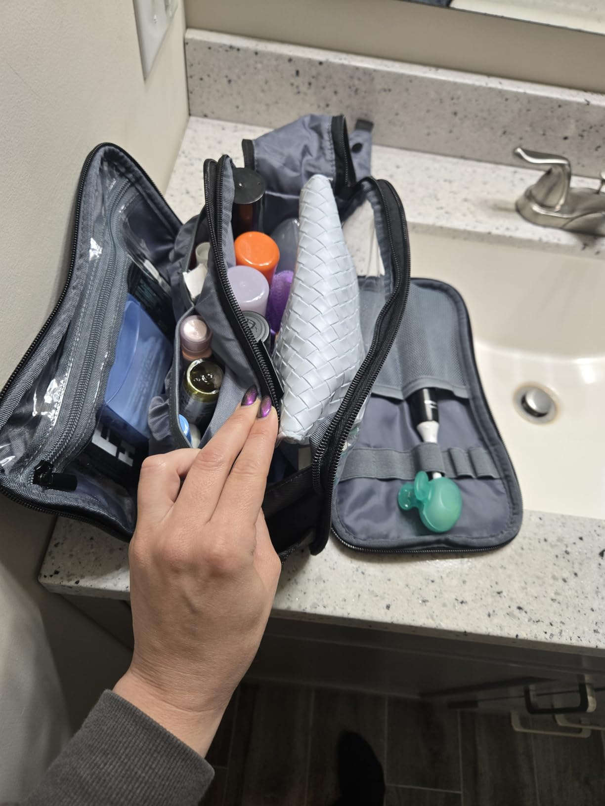 ZEEMO Travel Toiletry Bag for Men, Full Open Dopp Kit with Dual Compartment customer photo 2