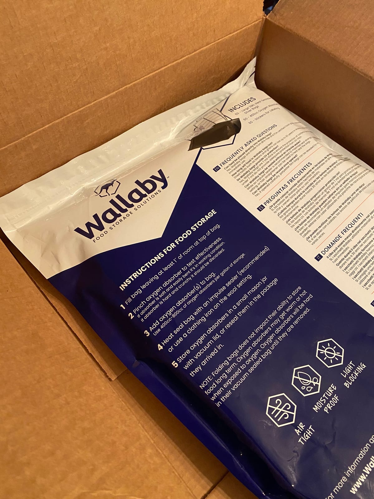 Wallaby 30 Count 1-Gallon Gusset Mylar Bags with 400cc Oxygen Absorbers, 15 Mil Total Thickness Long-Term Food Storage Pouches, 10x14 Stand-Up Zipper Heat-Sealable Airtight Packaging - Silver customer photo 1