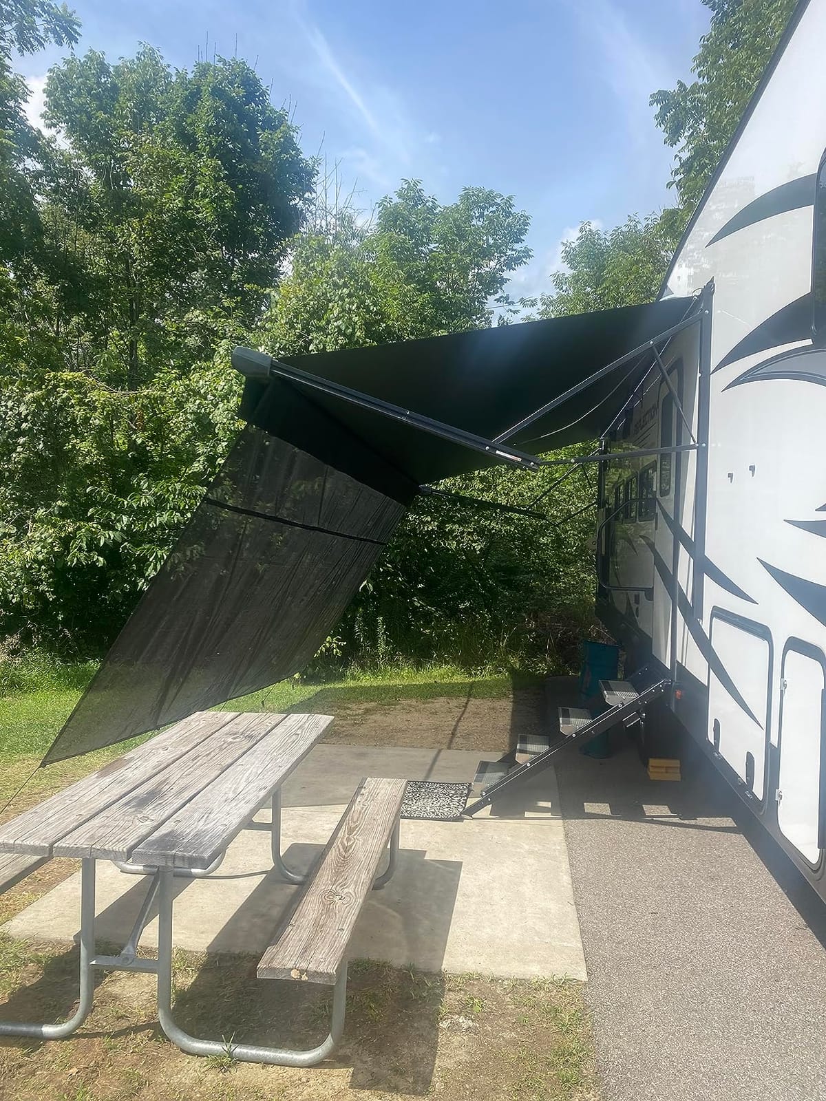 RV Awning Sun Shade Screen with Zipper 9' x 14'(Fit for 15' Awning), RV Awning Shade Screen with Zipper Motorhome Trailer Camper Awning Shade Black Mesh Sunscreen UV Blocker Complete Kits customer photo 1