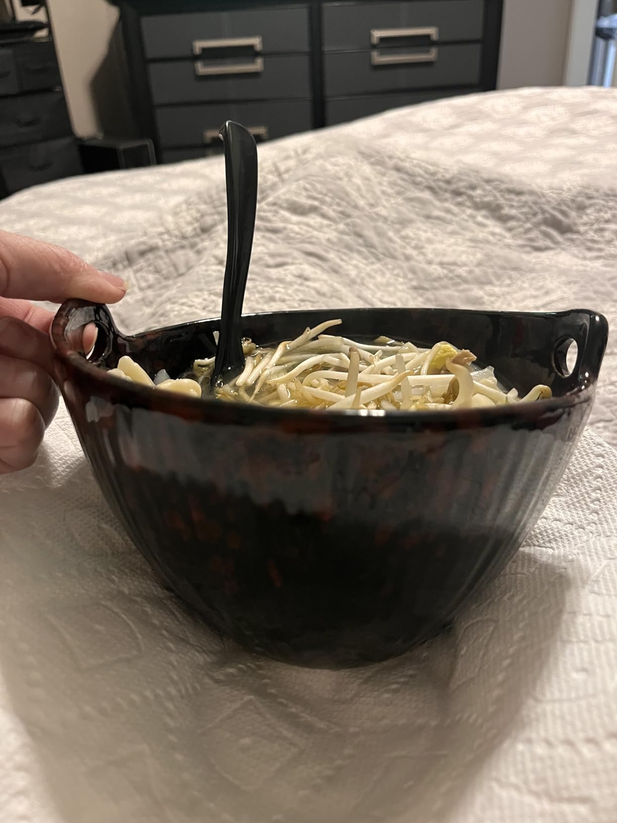 Ramen Bowl with Chopsticks and Spoons Set, 7 Inch Ceramic Noodle Bowl Set of 2, Donburi Bowl Dishwasher Safe for Pho Udon Soba Noodle Salad Pasta, Special Reactive Glazed Navy Bowls Set customer photo 2
