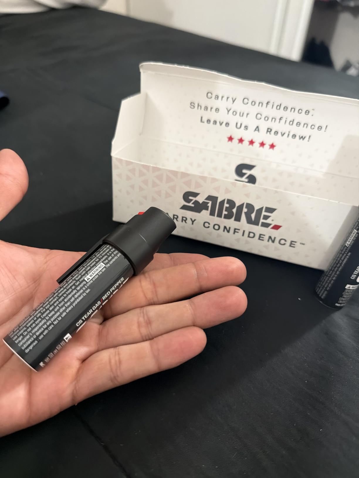 Sabre Compact 3‑in‑1 Pepper Spray, Tear Gas & UV Marking Dye Defense Spray - Maximum Police Strength OC Spray, Up to 16-ft Range, 13 Second Spray Time, Twist Lock Safety with Belt Clip, 0.75 fl oz customer photo 1