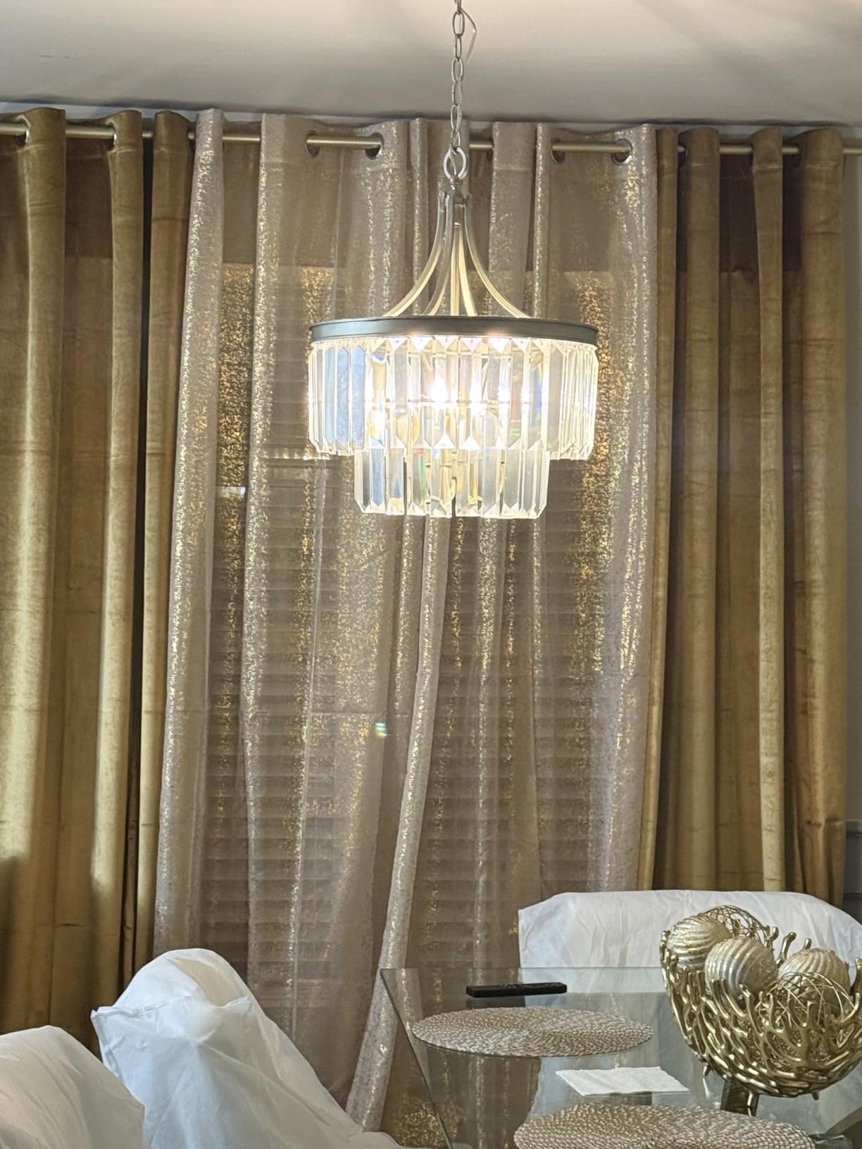 BULBUL Velvet Gold Grommet Blackout Curtains 84 inch Length for Living Room | Bedroom Room Decor, Luxury Elegant Modern, Thermal Insulation, Window Drapes, Darkening, UV rays, Privacy, Set of 2 Panels customer photo 2