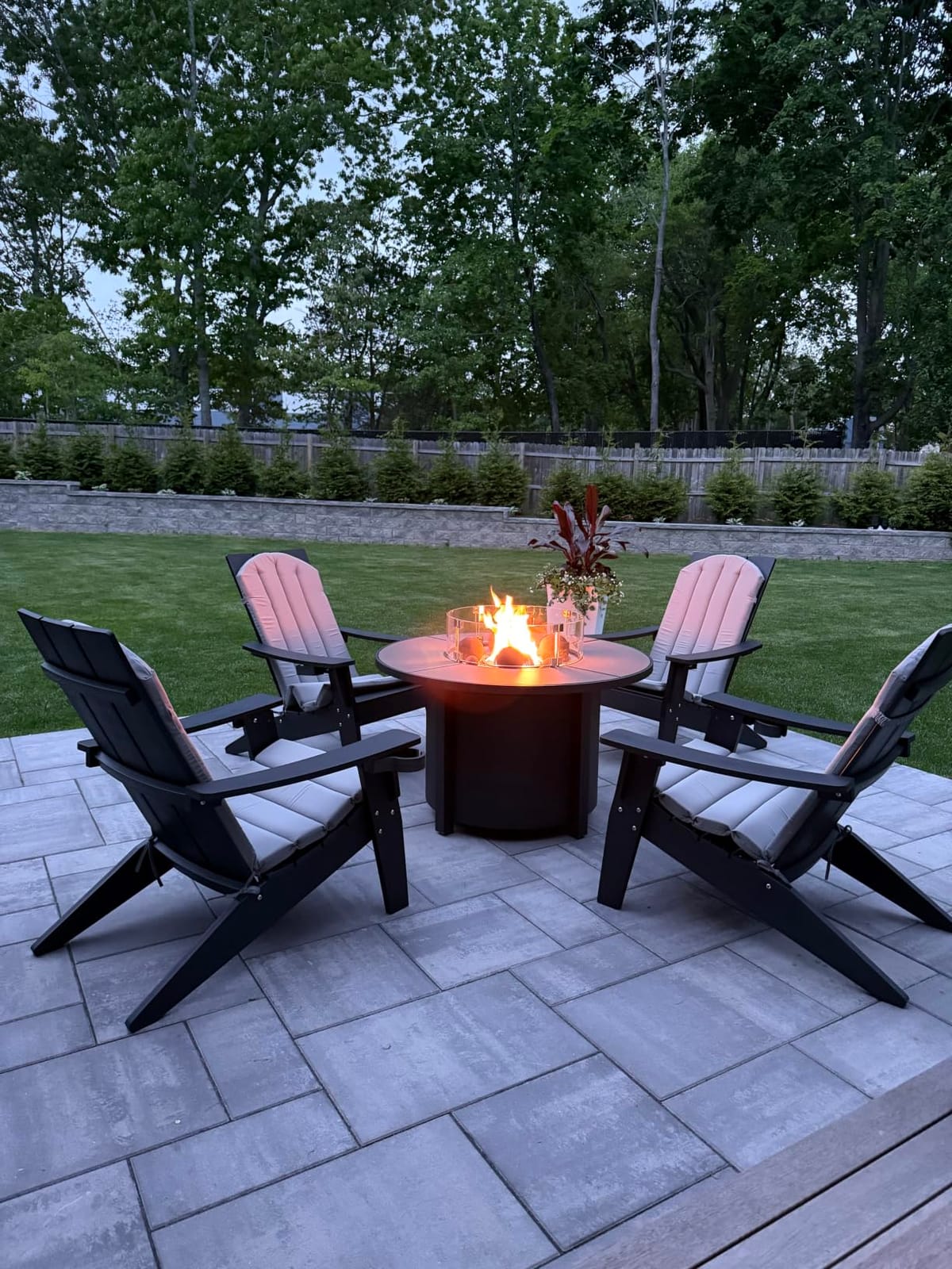 MXIMU Adirondack Chairs Set of 4, 450lb Capacity & 33in Tall Backrest | Oversized Modern Adirondack Chairs, Comfortable All-Weather Fire Pit Chair, Easy Assembly True Wood Grain Lawn Outdoor Chair customer photo 1