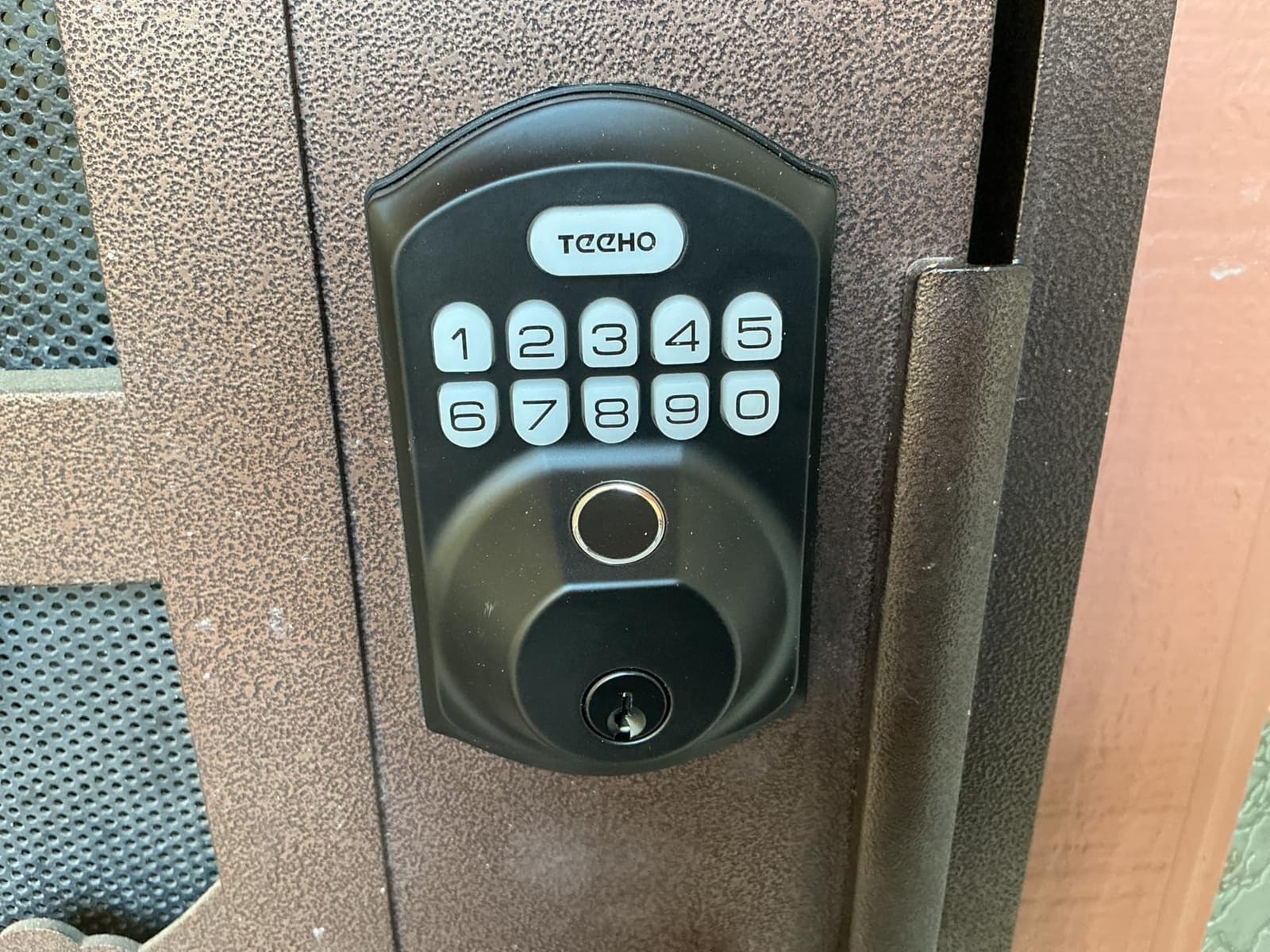 TEEHO TE002 Fingerprint Deadbolt with Keypad for Front Door, Satin Nickel customer photo 2