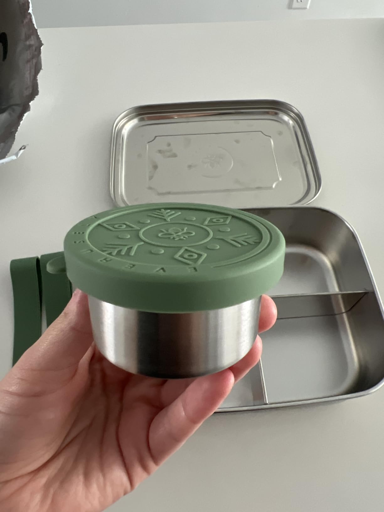 Stainless Steel Bento Box + Condiment Container - Green, 27oz / 0.8 L customer photo 2