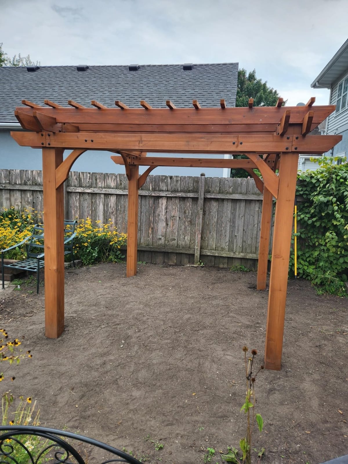 Backyard Discovery Beaumont 16' x 12' Traditional Cedar Wood Pergola Kit with Trellis Roof, All-Season Durability, High-Wind Rating, PowerPort, Shade for Outdoor Patio, Deck, Garden, and Entertaining customer photo 2