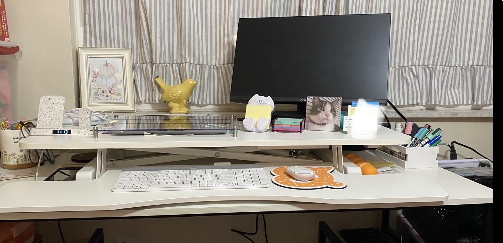VIVO Black 26 in Standing Desk Converter, DESK-V026KB | Height Adjustable, Stand Up Desk Riser, Wide Keyboard Tray, Dual Monitor and Laptop Workstation, Black Frame, K Series customer photo 2
