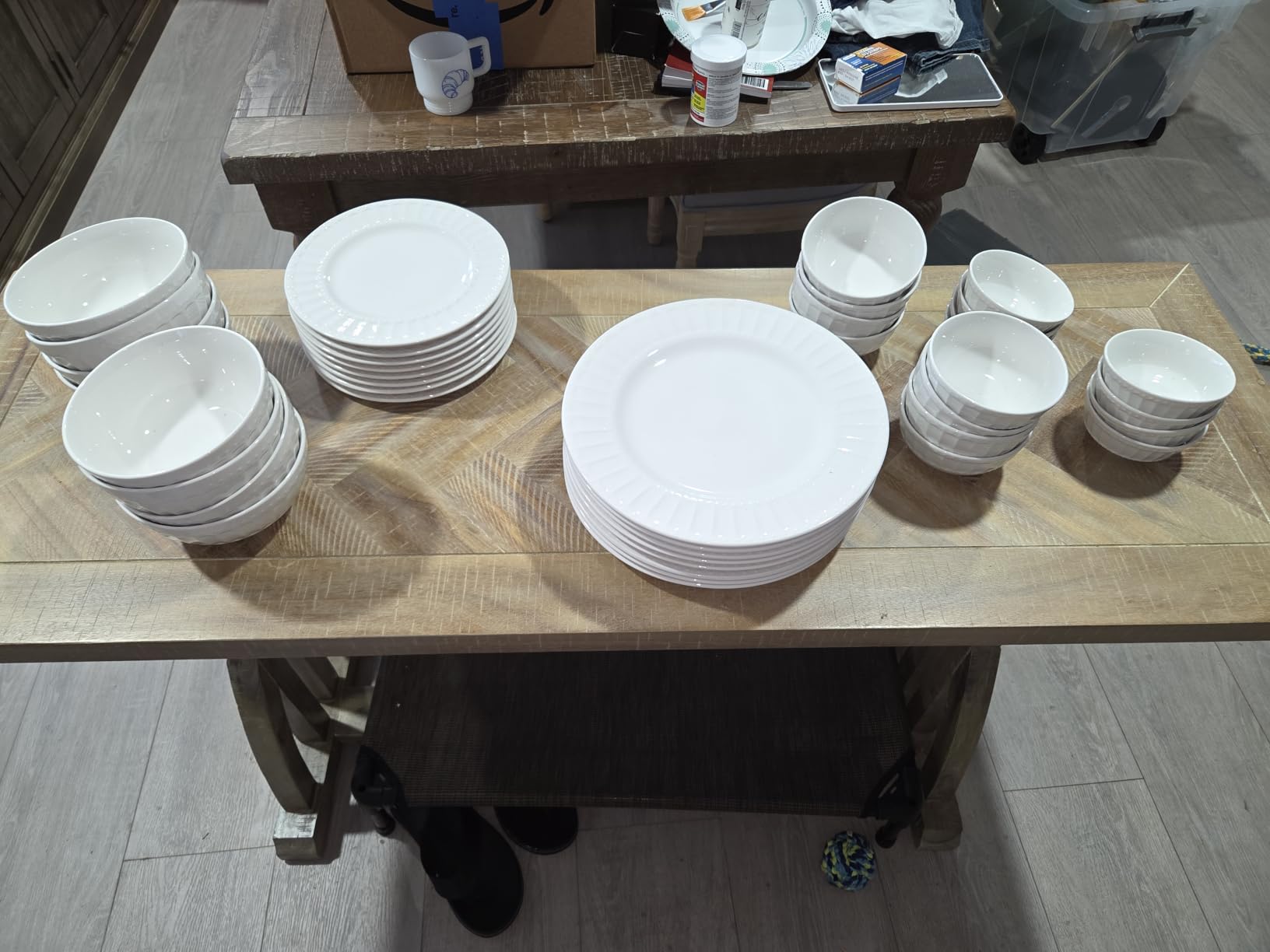Gibson Home Zen Buffet Porcelain Ceramic Dinnerware Sets for 8, Plates and Bowls Set (40pcs), White Embossed Dishes customer photo 2
