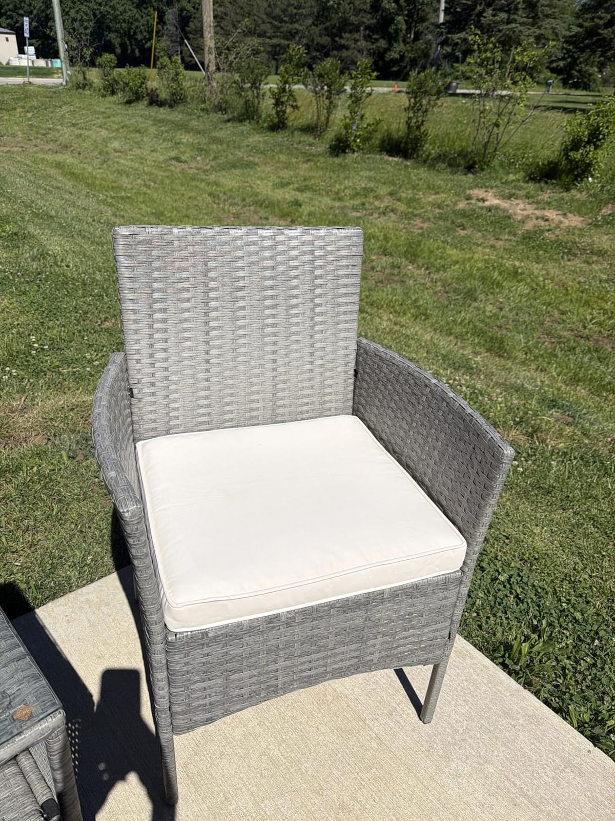 Best Choice Products 3-Piece Outdoor Wicker Conversation Bistro Set, Space Saving Patio Furniture for Garden w/Side Table - Gray/Black customer photo 2