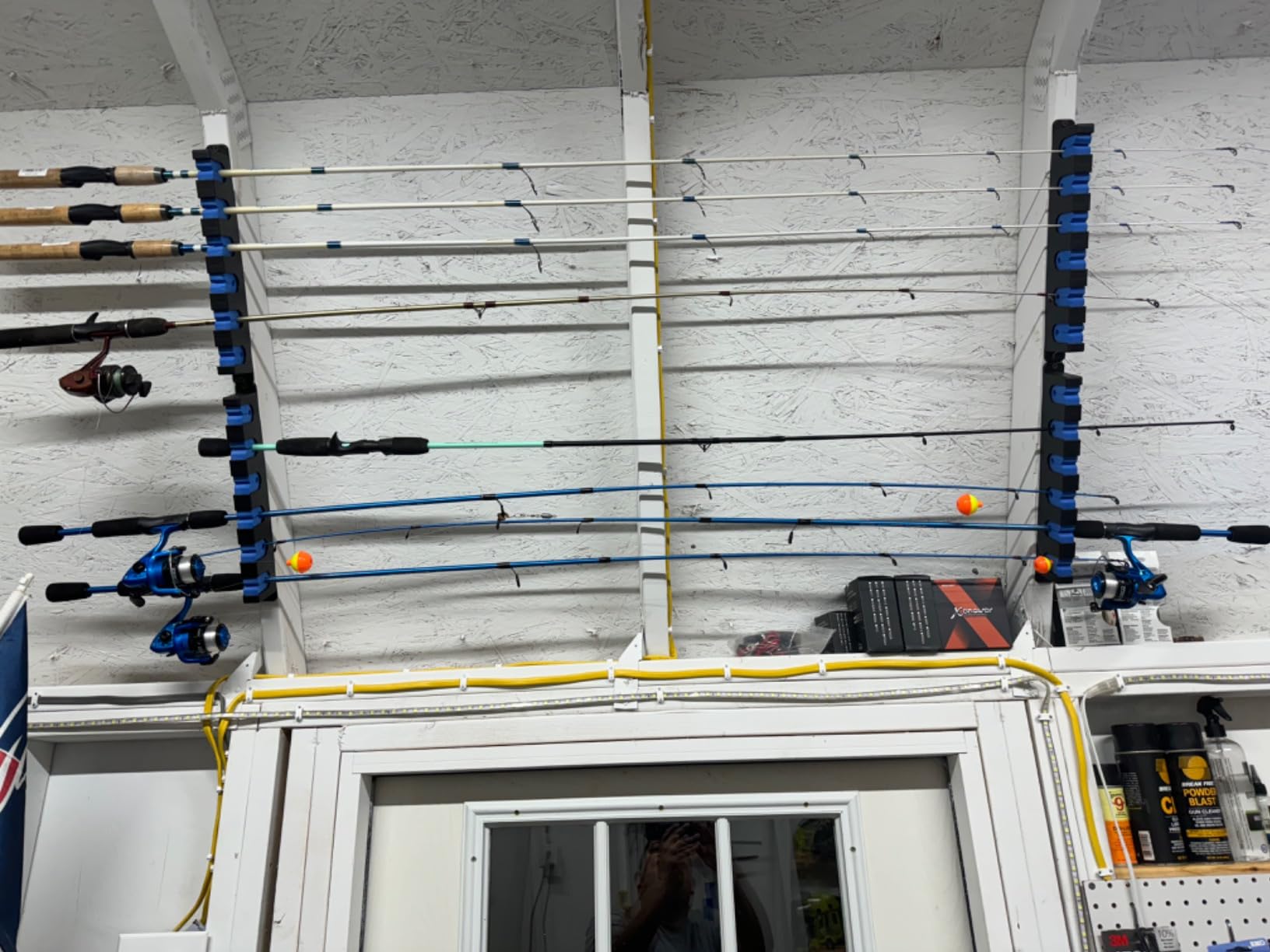 Horizontal Fishing Rod Rack Holders Wall-mounted Fish Pole Holder for Garage & Boat 6-Rod Storage Racks -1 Pair Rod Holder Rod Holder (1 Pair Horizontal Red) customer photo 1