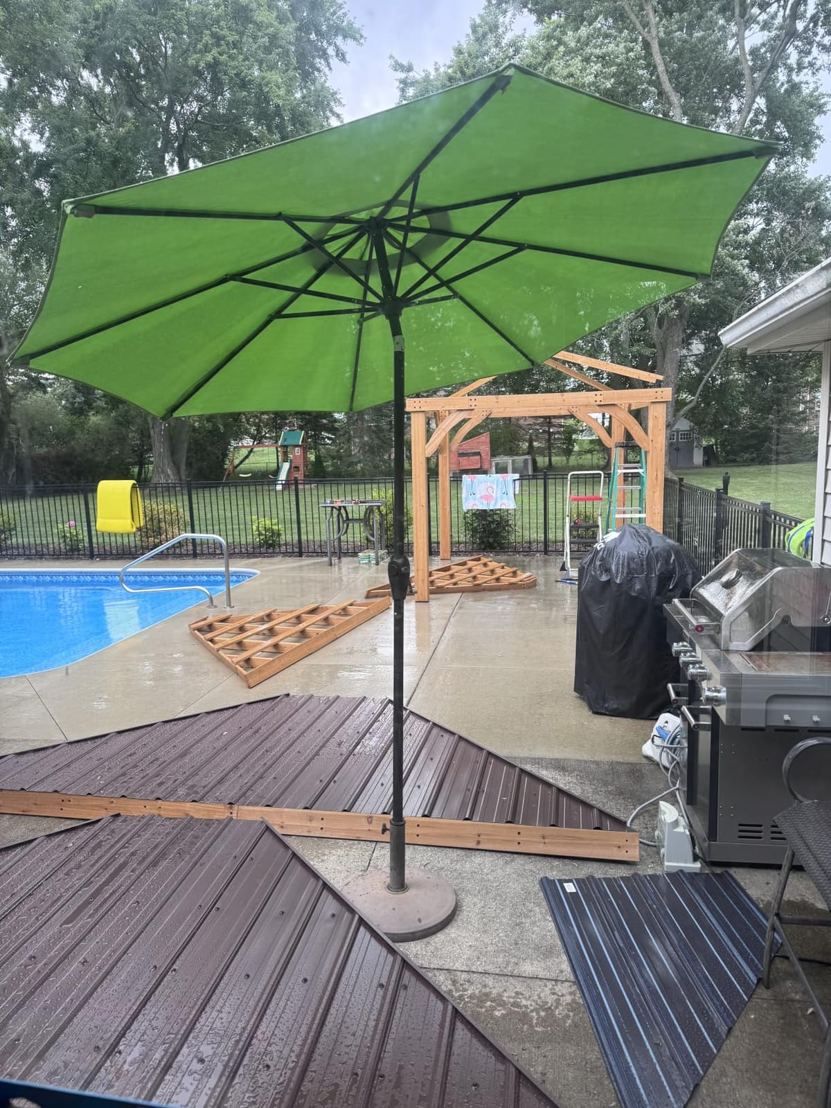 Backyard Discovery Barrington 14' x 12' Cedar Wood Outdoor Gazebo Pavilion with Hardtop Galvanized Steel Hip Roof, Snow Support, Wind Resistance, PowerPort, Shade for Garden, Patio, Deck, Entertaining customer photo 1