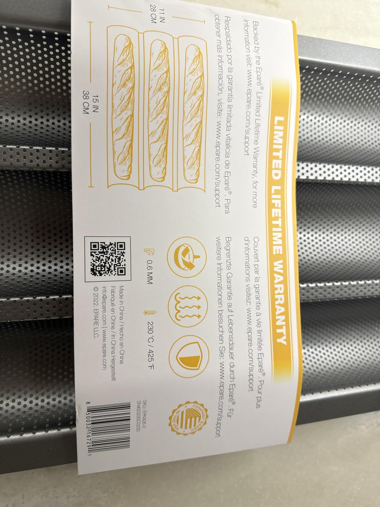 Eparé French Baguette Bread Pan - 15x5 Non-Stick Perforated Pan for Baking customer photo 1