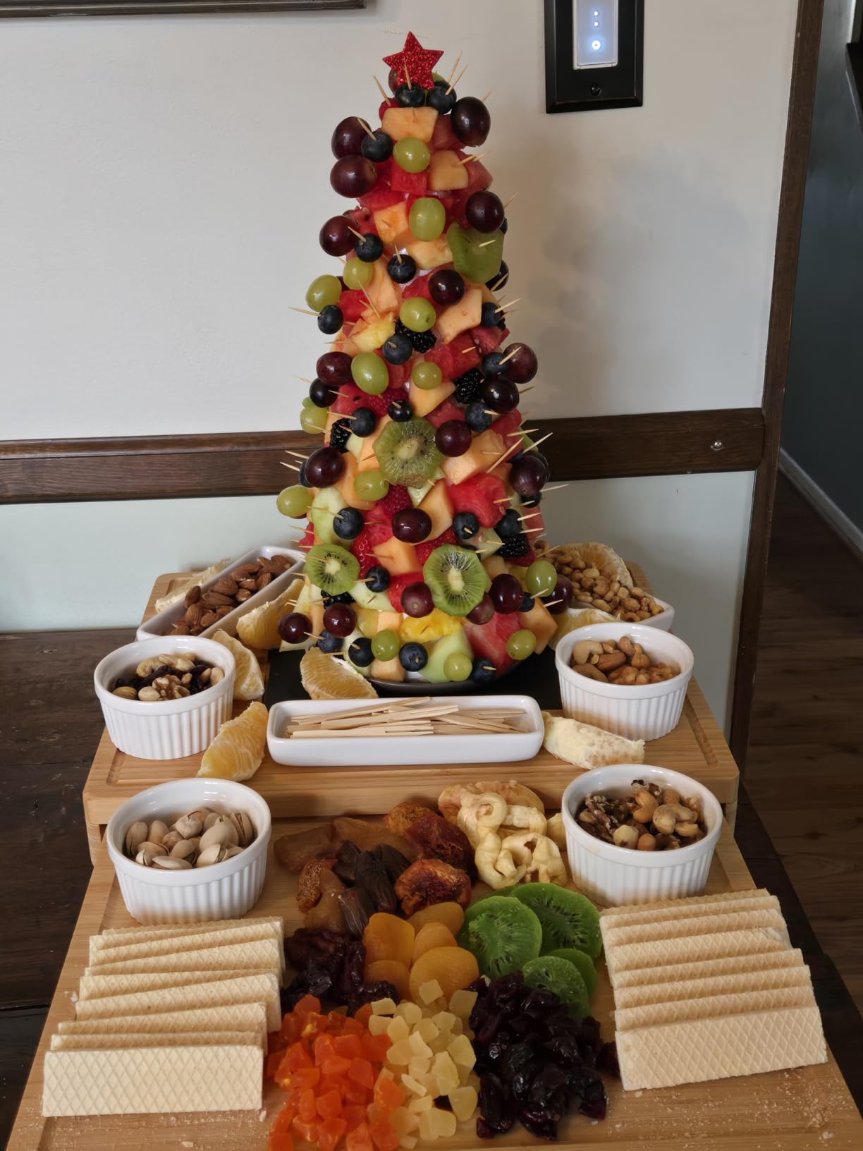 Extra Large Bamboo Charcuterie Board, 3-Layer Pull-Out Cheese Trays | 33.7
