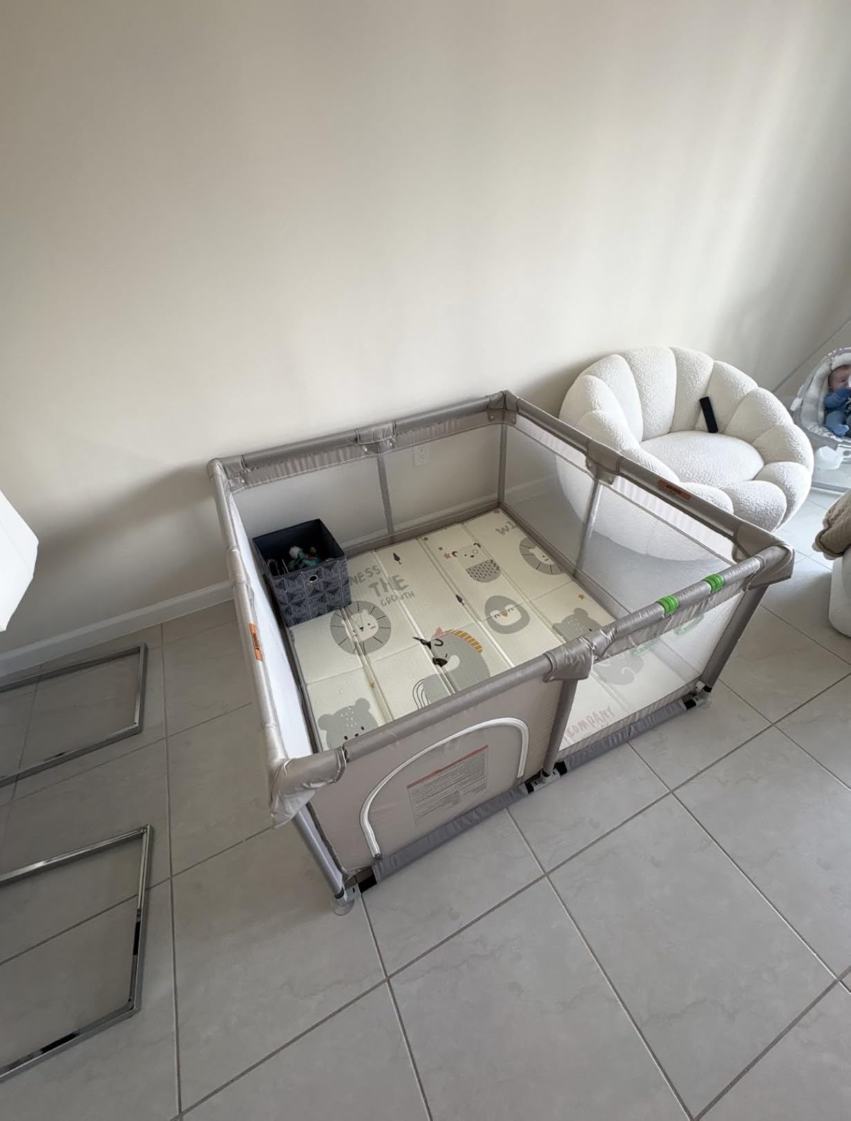 ZEEBABA 47x47in Baby Playpen with mat, Play Yard for Babies Toddlers, Grey customer photo 1