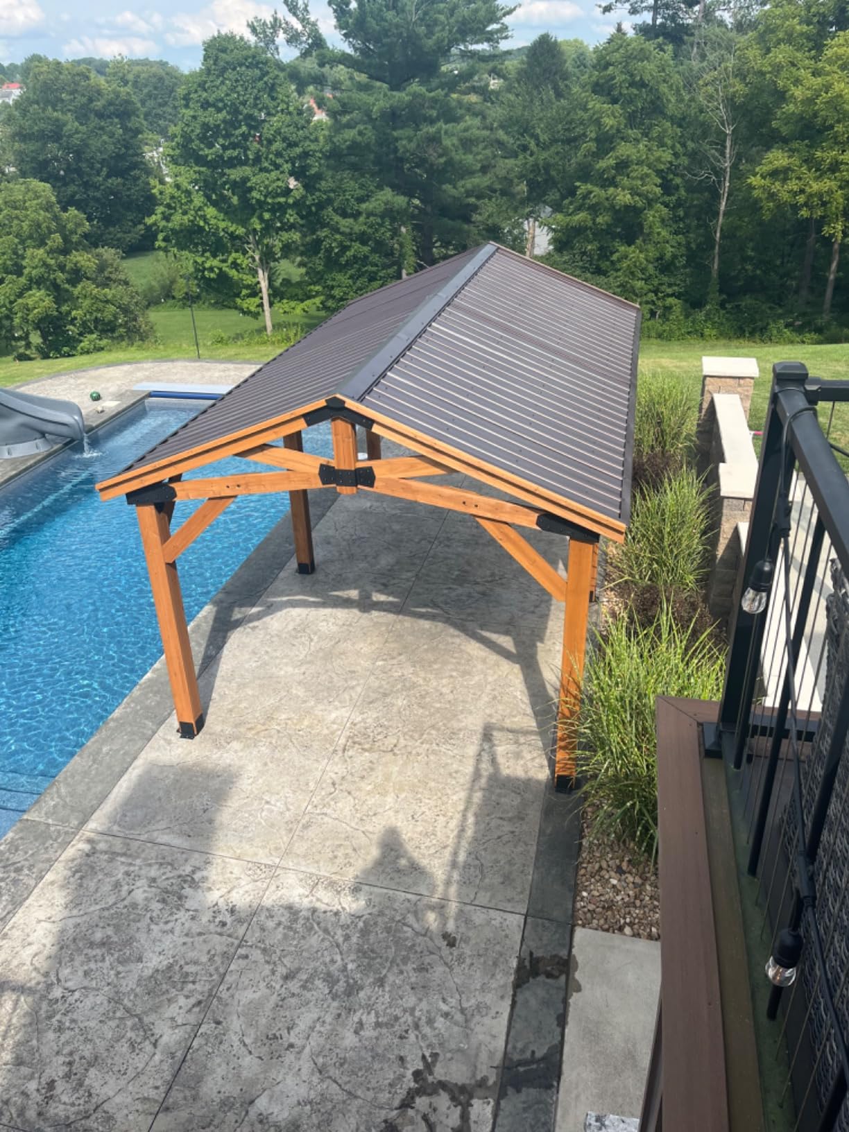 Backyard Discovery Norwood 10' x 10' Cedar Wood Outdoor Gazebo Pavilion with Hardtop Galvanized Steel Peak Roof, Snow Support, Wind Resistance, PowerPort, Shade for Garden, Patio, Deck, Entertaining customer photo 1