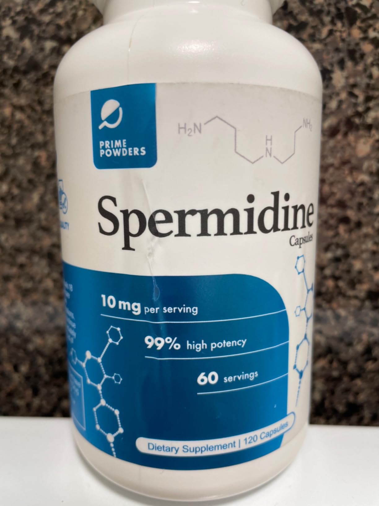 Prime Powders Spermidine Capsules, 99% Pure, Cellular Renewal Support | 99% pure spermidine, more concentrated than wheat germ extract, supports cellular renewal, autophagy and healthy aging customer photo 1