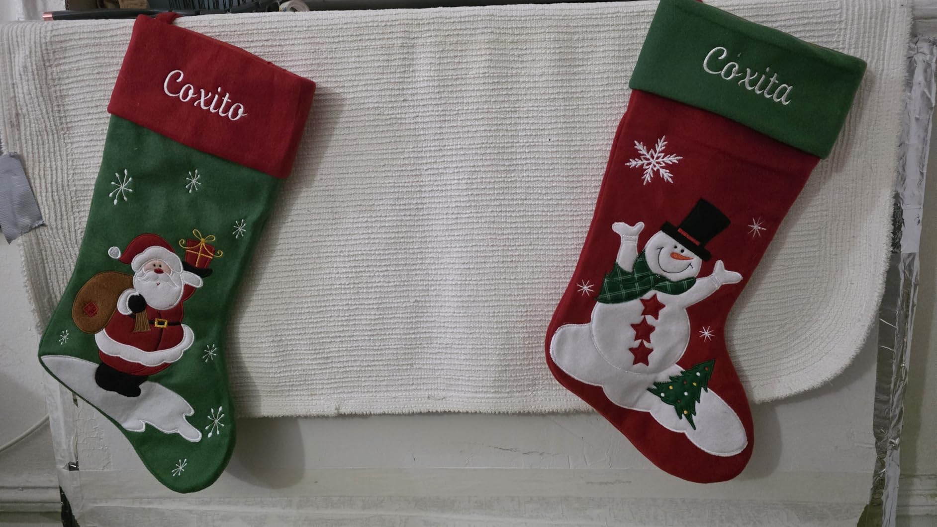 Personalized Christmas Stocking - Snowman Design - Embroidered Name - Large 18.5inch, Traditional Red and Green, Family Holiday Season Decor customer photo 1