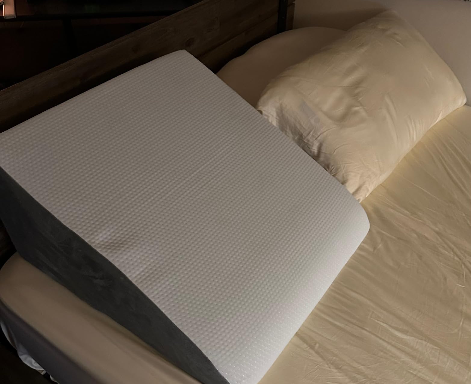 Sasttie Wedge Pillow 24x24x12 inch, Memory Foam Bed Wedge, Cool Grey customer photo 2
