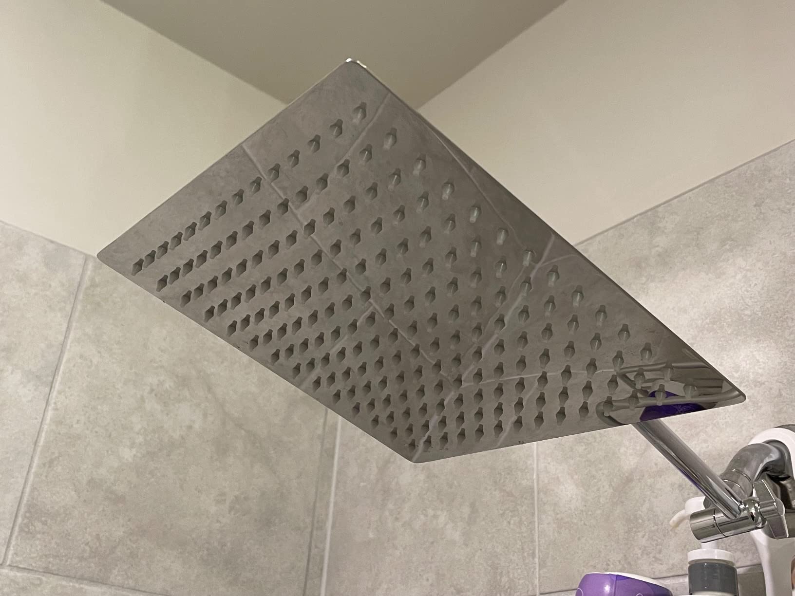 10 Inch Rain Shower Head Square High Pressure Ceiling or Wall Mount | Pressure Boosting Design, Self Cleaning Nozzles, Large Square Size, Ultra Thin, Ceiling or Wall Mount, Simple Installation customer photo 1