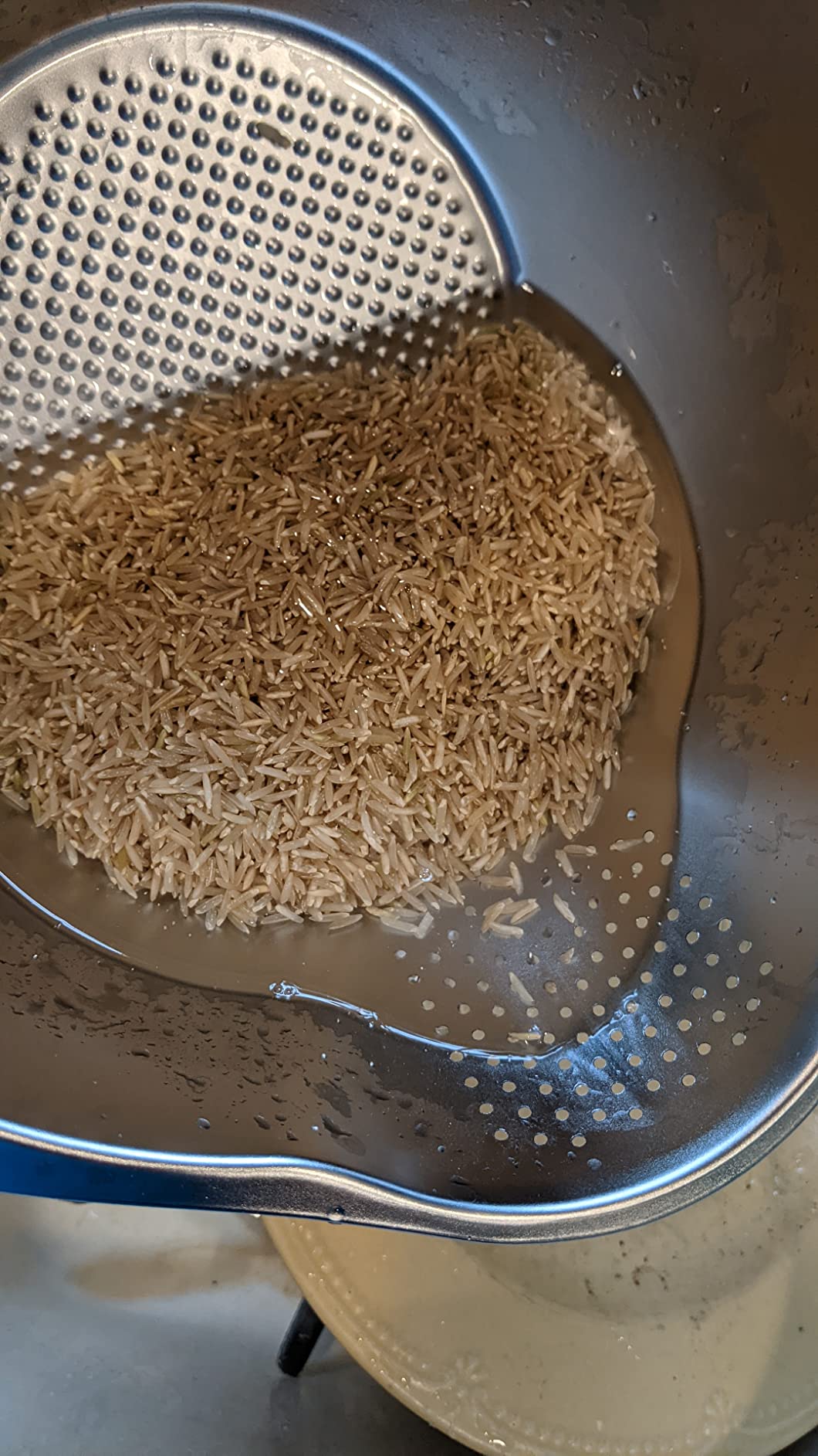 DOPMEP Rice Washer Strainer Bowl Stainless Steel Colander with Side Drainer customer photo 1