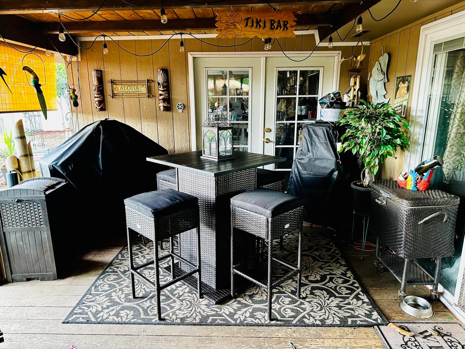 RELAX4LIFE 5-Pcs Outdoor Bar Set, Wicker Bar Height Outdoor Table & Chairs customer photo 2