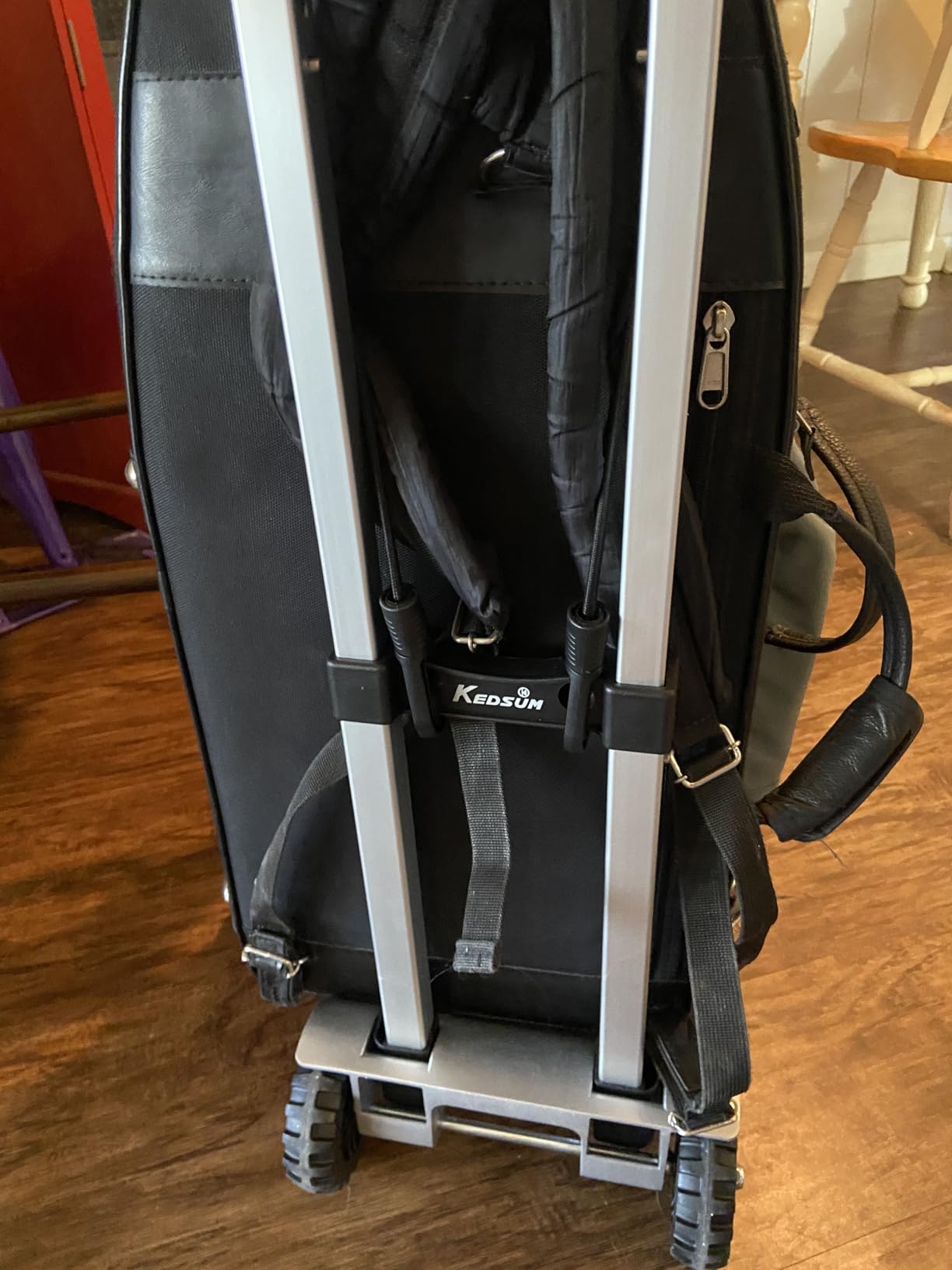 KEDSUM 270LBS Utility Luggage Cart with 4 Wheels, 100% Aluminum Hand Truck Dolly, Folding Hand Truck with Advanced Tank Wheels, Portable Dolly Cart for Luggage, Travel, Shopping, Office Use customer photo 2