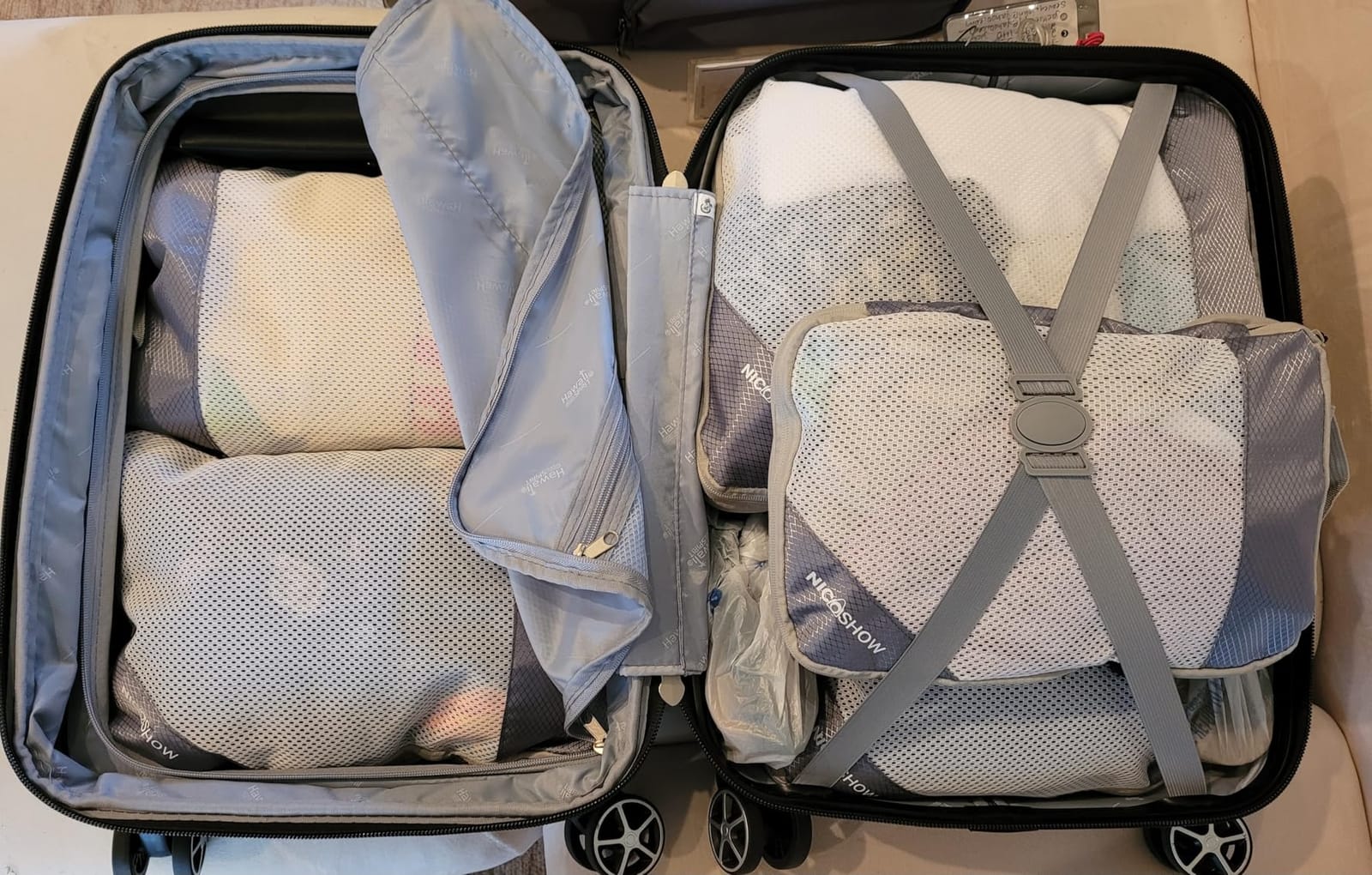 NICOSHOW 6 Set Compression Packing Cubes for Travel - Compressible, Lightweight, and Space-Saving Packing Cubes, Travel Essentials for Women, Grey customer photo 2