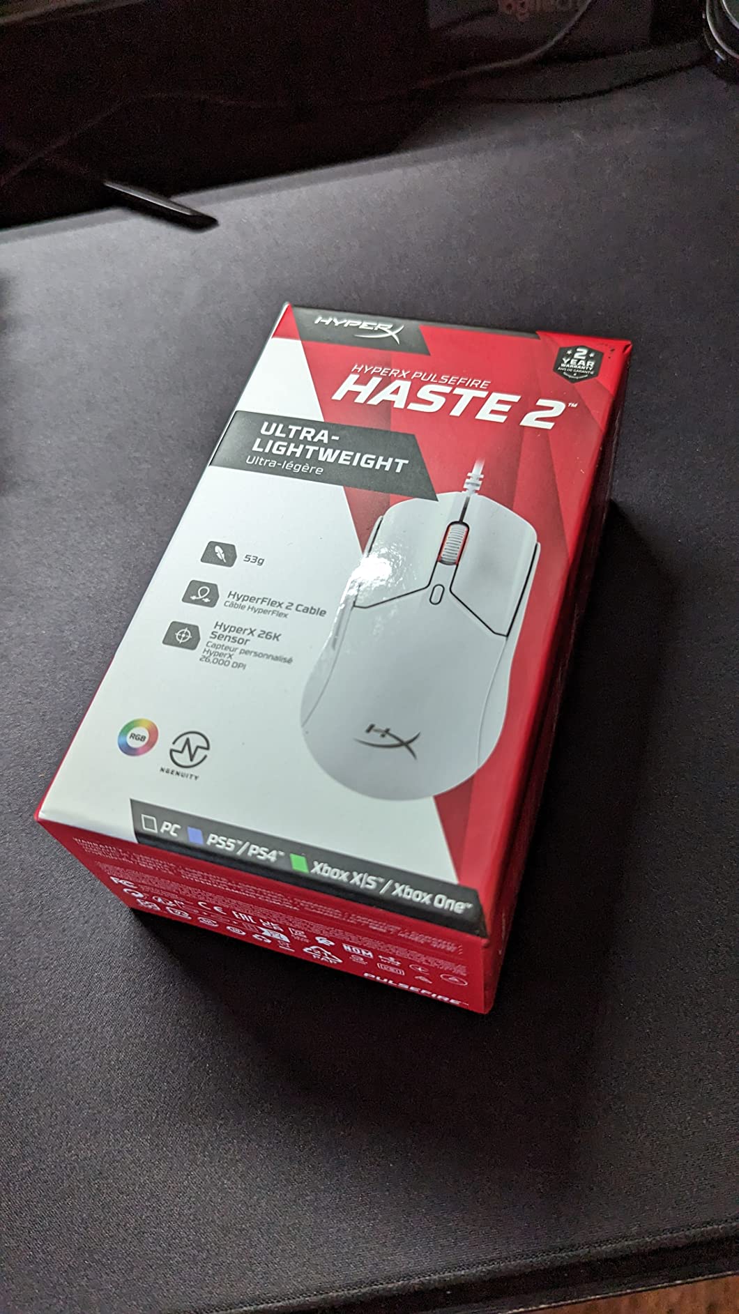 HyperX Pulsefire Haste 2 – Wired Gaming Mouse- Ultra Lightweight, 53g, 8000Hz Polling Rate, Precision Sensor, Hyperflex 2 Cable, Plug and Play – Black customer photo 2