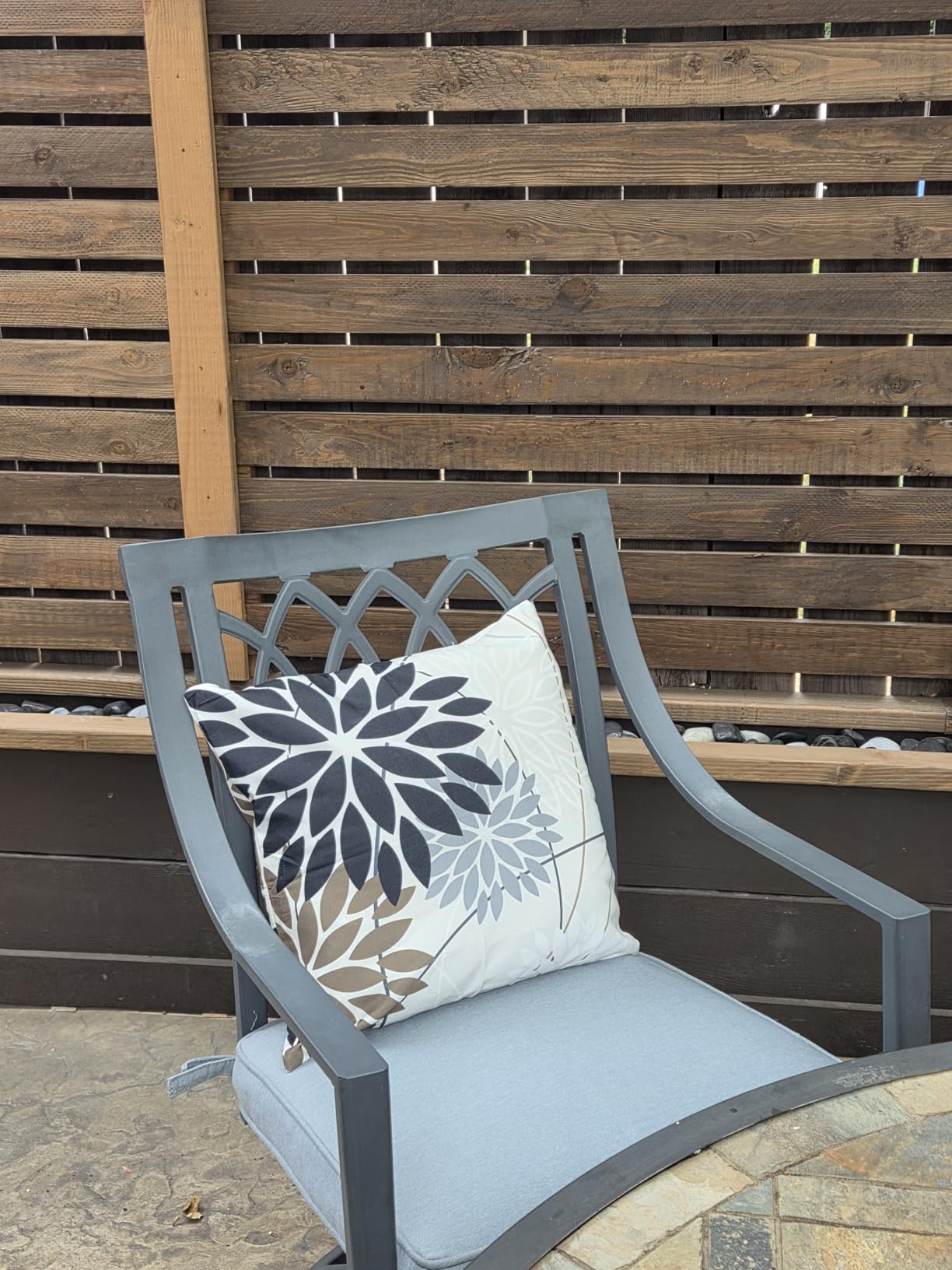 DFXSZ Blue Gray Floral Outdoor Pillow Covers 18x18 Set of 2 Waterproof customer photo 2