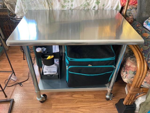 HARDURA Stainless Steel Commercial Table with Wheels 24 x 48 Inches | Casters, NSF, Heavy Duty Work & Prep Table, with Undershelf and Galvanized Legs customer photo 1