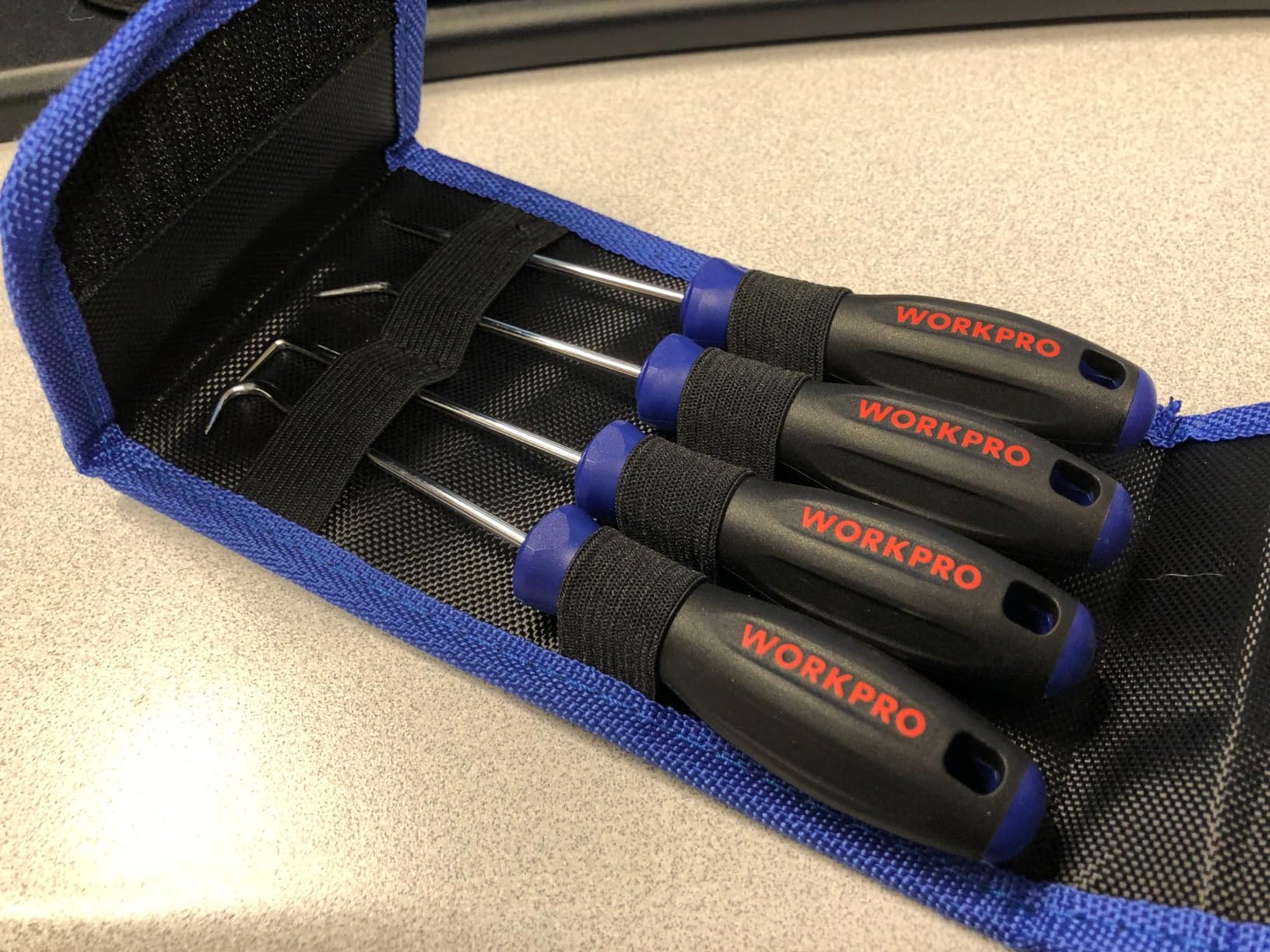 WORKPRO 4-Piece Precision Pick and Hook Set with Pouch, Angled Pick, Straight Pick, 90-degree Pick, Full Hook, Mini Pick Set Mechanic, Remove Small Fuses, Wire Plugs and O Rings, Gunsmith Tools customer photo 2