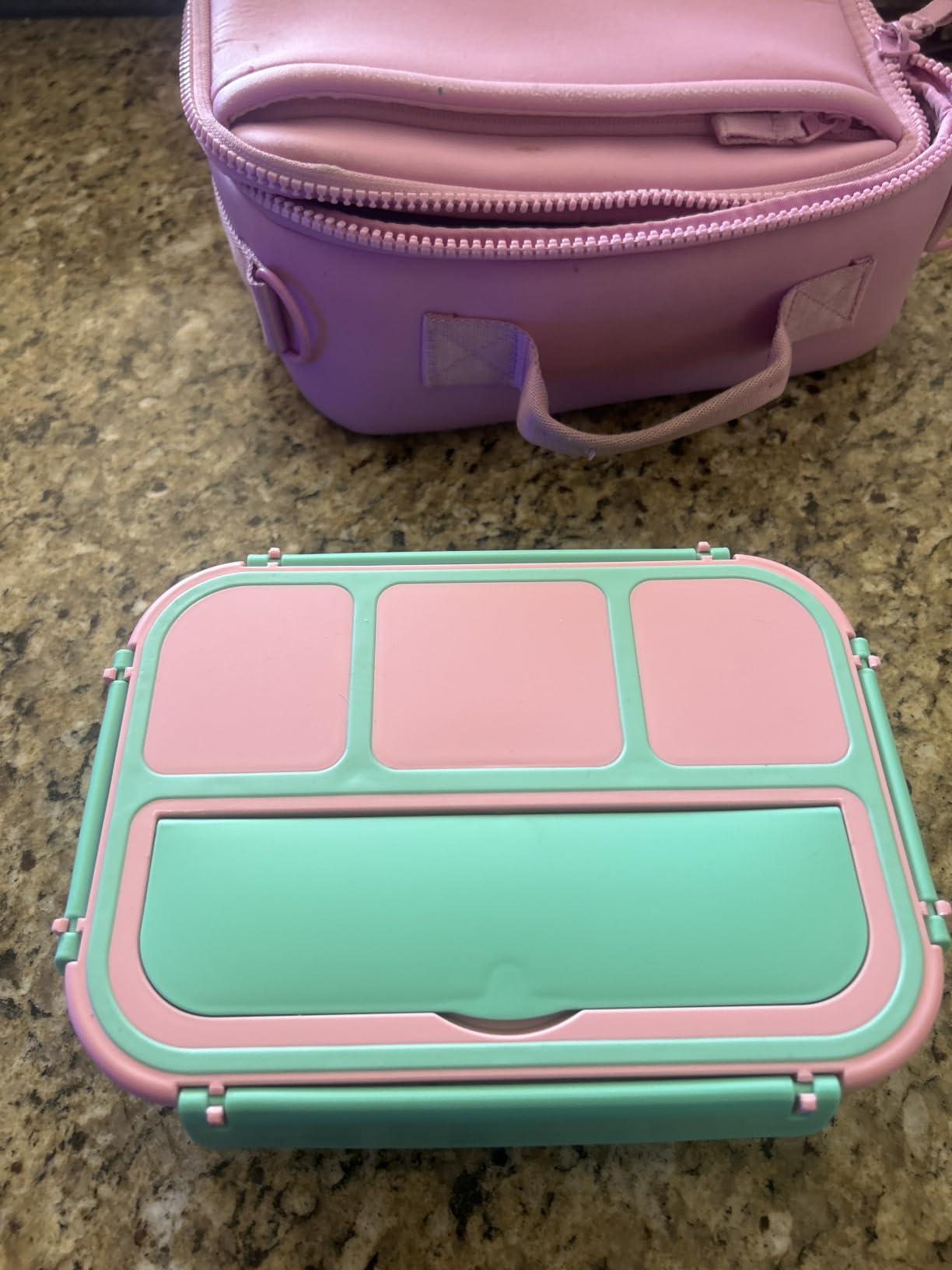 QQKO Bento Lunch Box for Kids Girls Boys, Toddler Kids Lunch Boxes for School, Lunch Containers for Adults with 4 Compartments, Sauce Container, Utensils, Food Picks and Muffin Cups, Purple customer photo 1