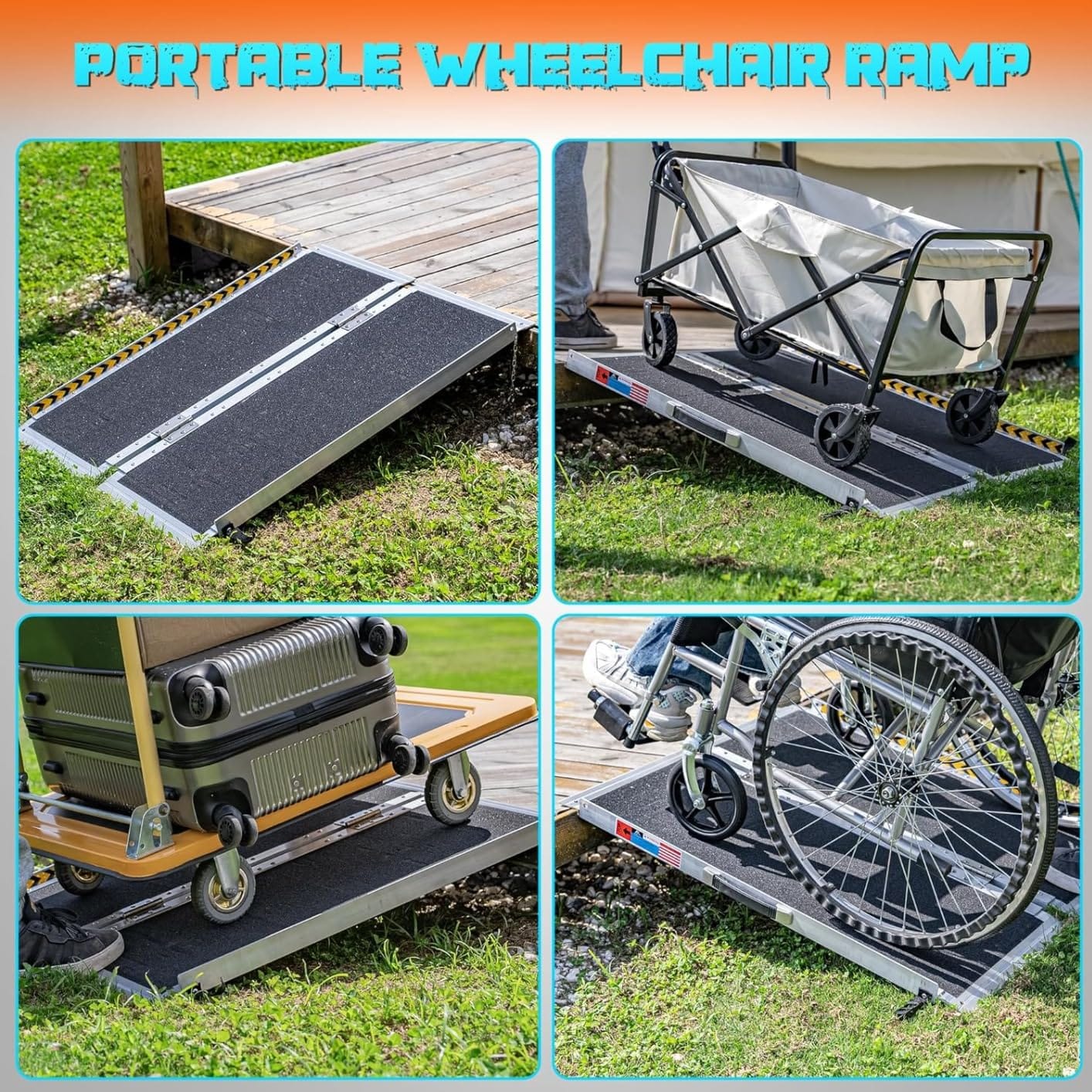 WHALEMOTOR Portable Wheelchair Ramp 5FT, Anti-Slip Aluminum Folding Portable Ramp, Wheelchair Ramps for Home, Weight Capacity Up to 800 LBS, with Transition Plates Above and Below, Loading Dock Plates customer photo 1