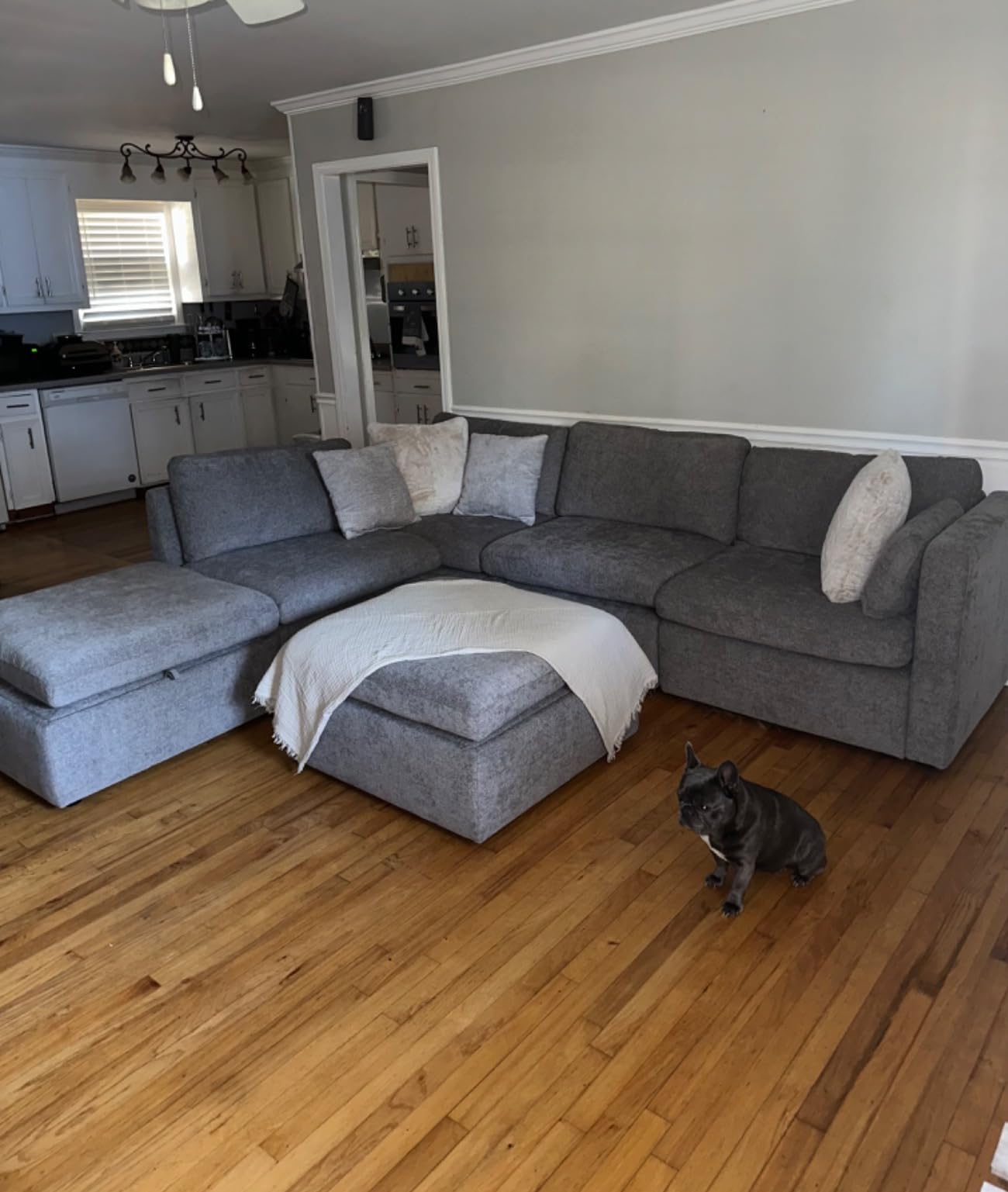 CHITA Oversized Modular Sectional Fabric Sofa Set, Extra Large U Shaped Couch with Reversible Chaise, 146 inch Width, 6 Seat Modular Sofa with Storage Ottamans, Grey customer photo 1
