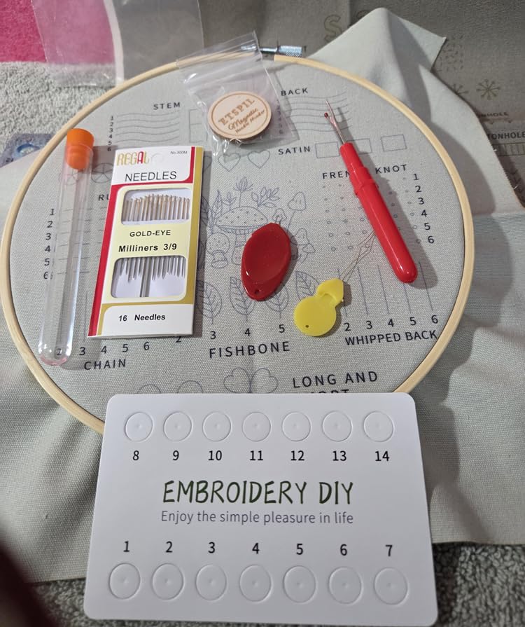 ETSPIL Embroidery Kit for Beginners, 4K Step-by-Step Video, Adults, Gift | 33 Stitches, No-Wash Pre-Printed Pattern, Magnetic Needle Minder, Bound Guide & Storage Tube - Calming Craft for Women customer photo 2