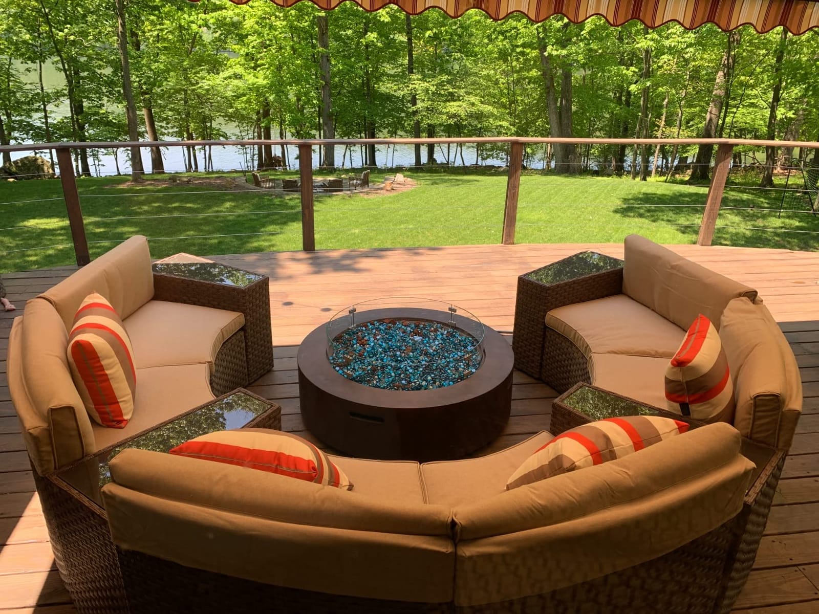 COSIEST Outdoor Propane Fire Pit Table, 56-inch x 28-inch Rectangle Terrazzo White Concrete-Like Finish, Certified, 50,000 BTU Stainless Steel Burner w Blue Fire Glass, Wind Guard, Raincover customer photo 2