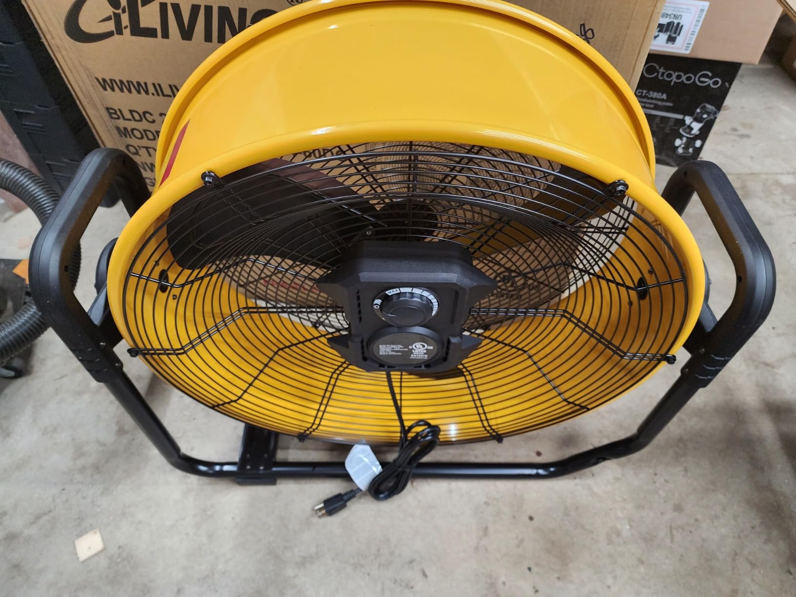iLIVING 20 Inches 5703 CFM Heavy Duty High Velocity Barrel Floor Drum Fan With DC Brushless Motor, Stepless Speed Adjustment for Workshop, Garage, Commercial or Industrial Environment, UL Safety Listed customer photo 1