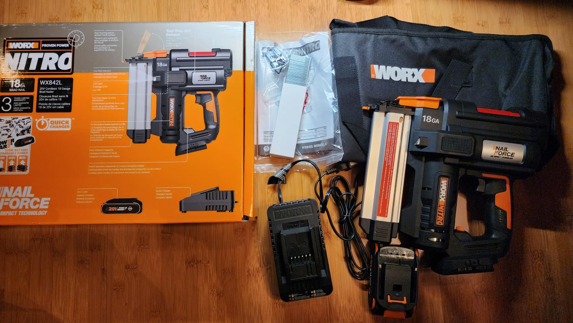WORX Cordless Brad Nailer, 20V 18GA Nail Gun, WX842L customer photo 2
