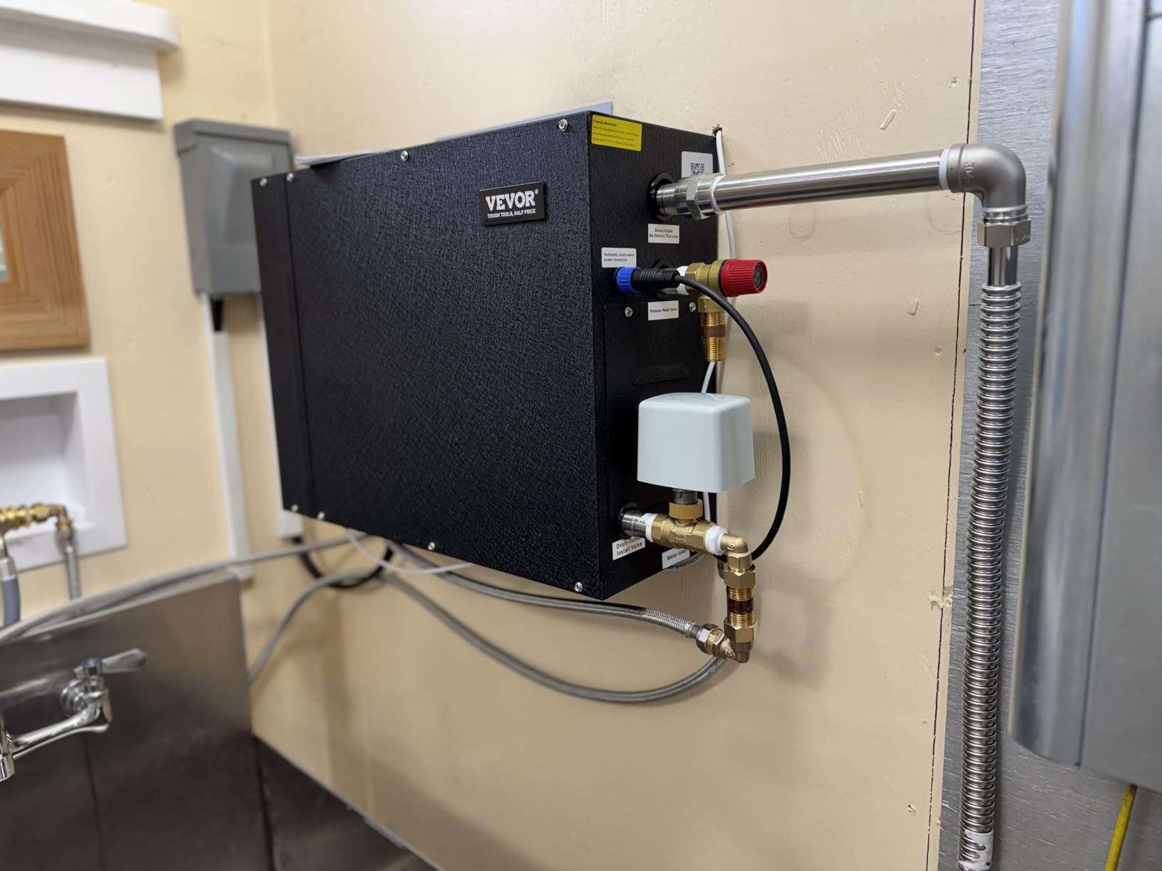 VEVOR Steam Shower Generator, 12 kW, Segmented Heating System with Temperature Customization & 24h Timer, Automatic Drainage Steam Bath Kit customer photo 2