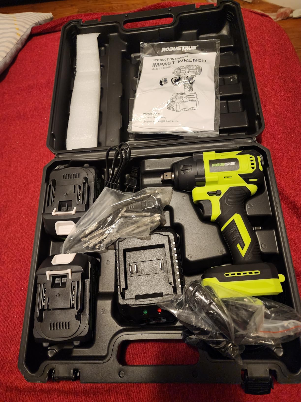 Robustrue Cordless Impact Wrench, 590Ft-lbs (800N.m) Brushless 1/2 inch, 2800RPM High Torque Impact Gun, 2x 4.0Ah Battery, Charger, 4 Sockets, Electric Impact Wrench for Car Home customer photo 2