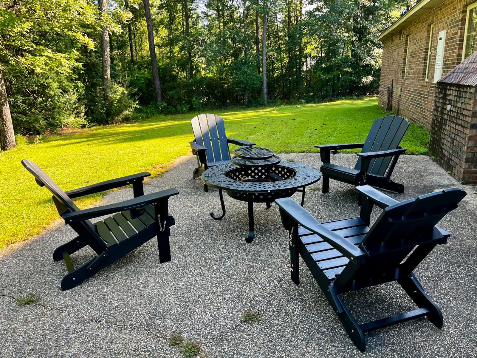 SERWALL Folding Adirondack Chair Set of 4, Adjustable Adirondack Chair with 3 Recline Positions, All Weather HDPE Outdoor Adirondack with Cup Holders, Blue customer photo 1