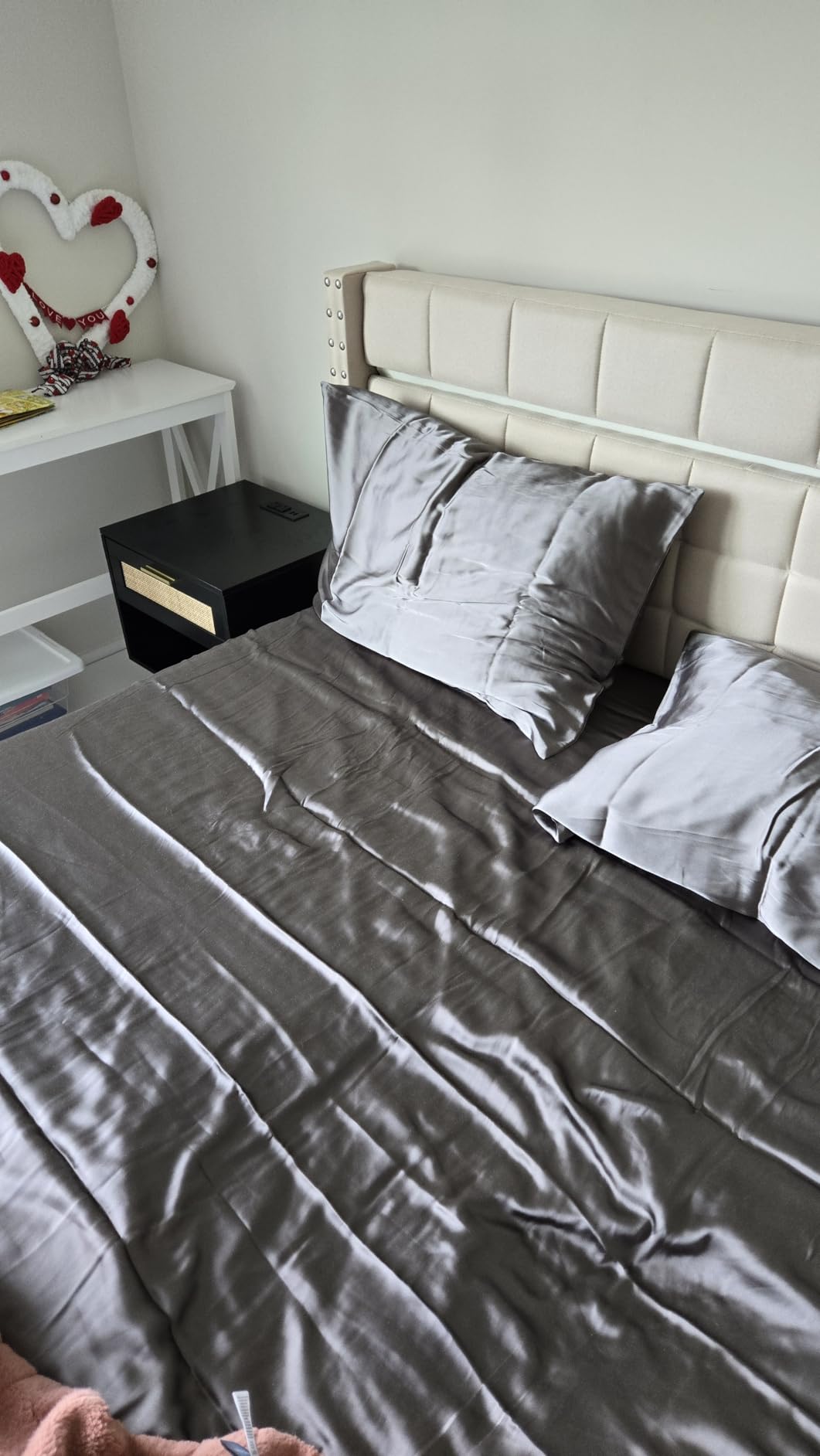 THXSILK Mulberry Silk King Bed Sheets Set 4 Pieces, Champagne | 6A+ Mulberry Silk-Modal Blend, 16
