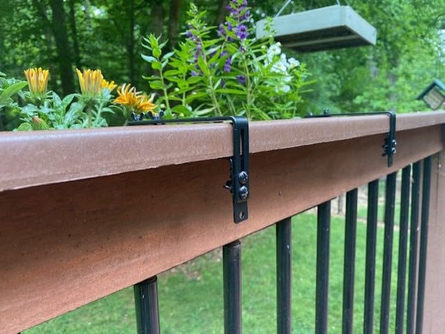2 Pack 24 Inch Window Boxes Planters Railing Planter Box with Adjustable Brackets for Porch Fence Patio Balcony Hanging Flower Baskets with Coco Liners for Outdoor Garden Décor - Black customer photo 2