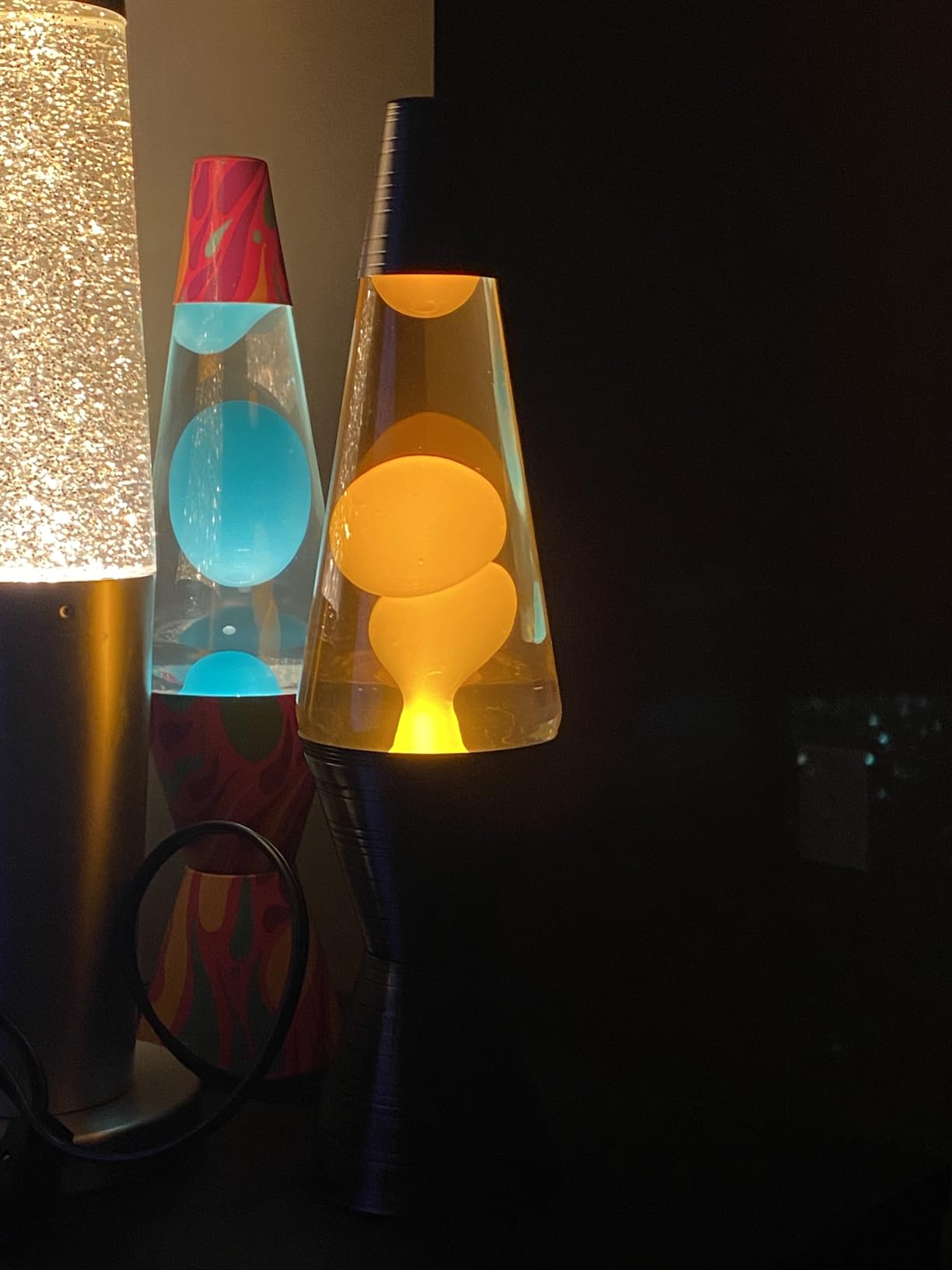 Lava® Lamp - 14.5'' Vinyl Record Grooved Base - The Original Motion Light - Yellow Wax and Orange Liquid - Item #2017 customer photo 1
